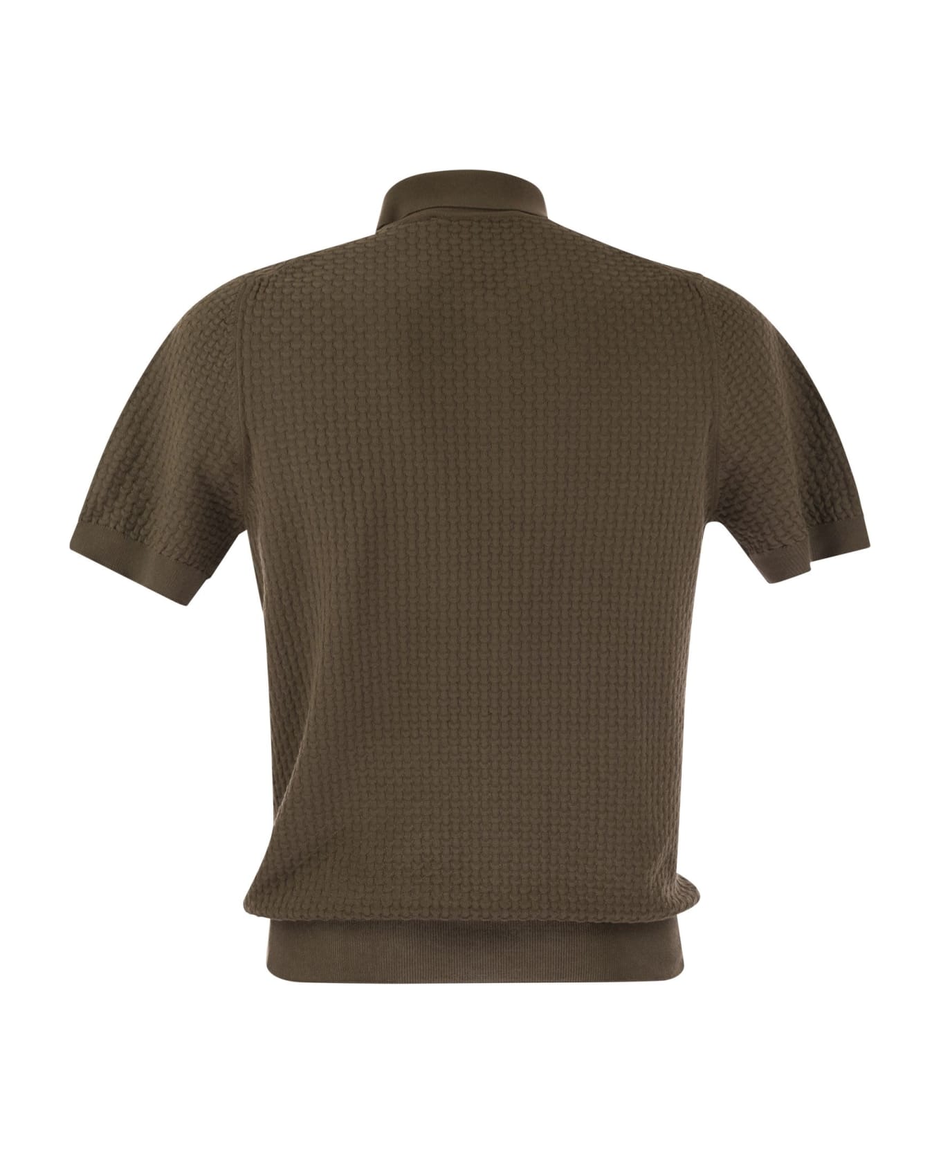 Tagliatore Knitted Cotton Polo Shirt - Brown ポロシャツ