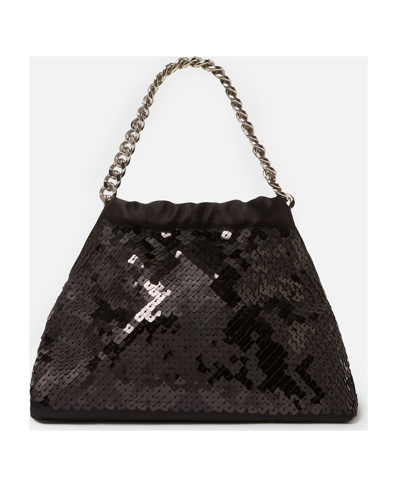 Stella McCartney Falabella Mini Drawstring Bag Pixel Snake Sequins Embroidery - Black