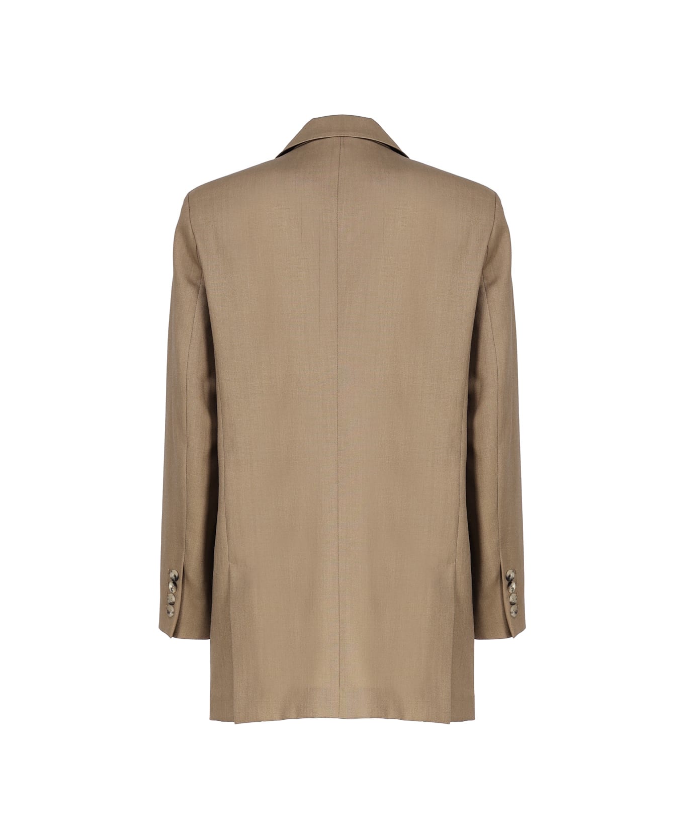 Max Mara Double Breasted Blazer In Wool Blend - Camel