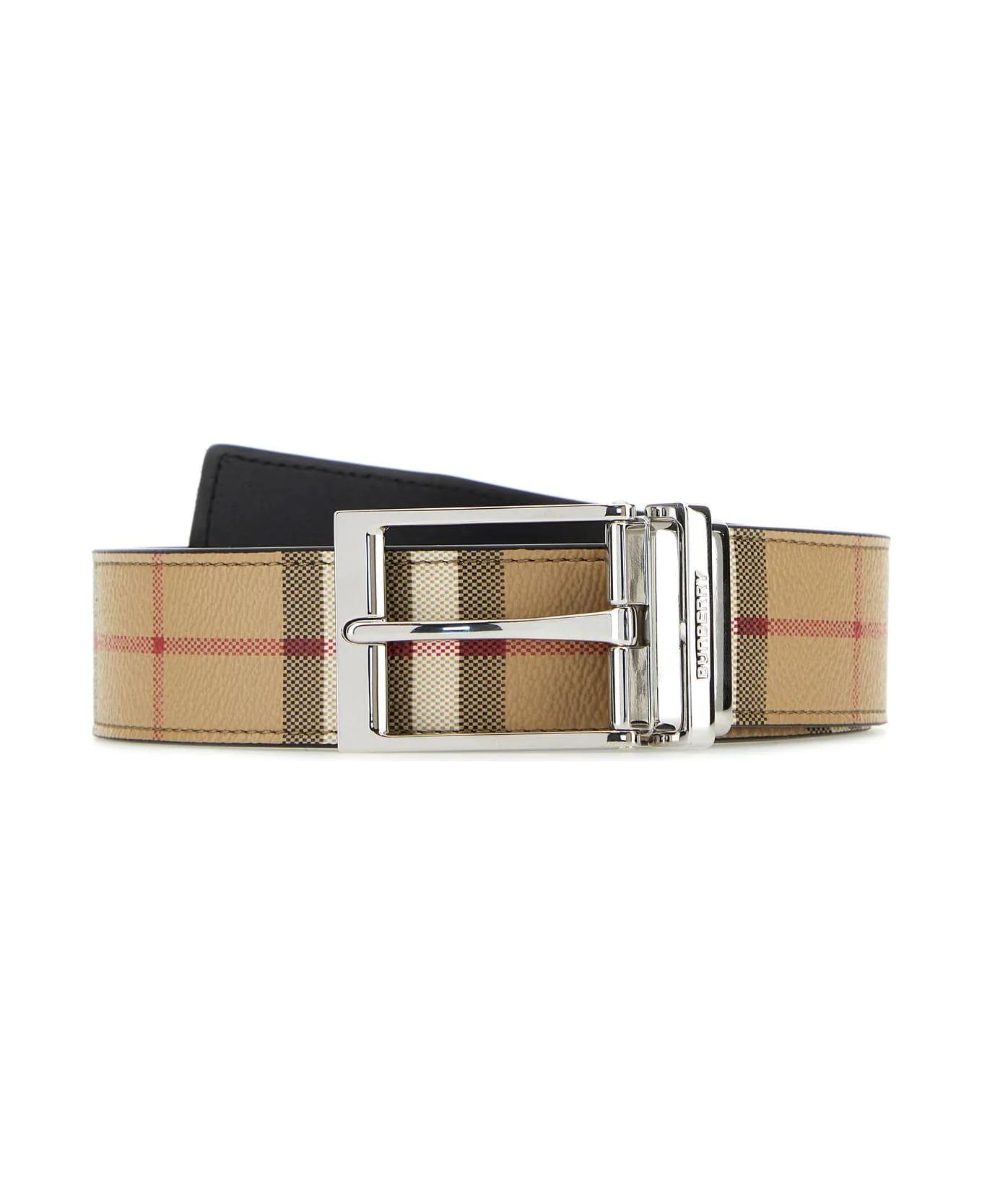 Burberry Printed E-canvas Belt - Archive Beige Silver