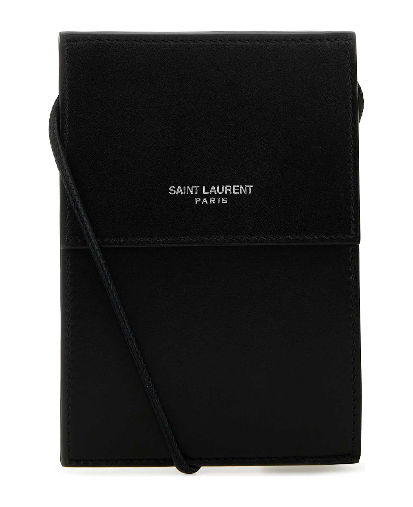 Saint Laurent Black Leather Pouch - NERO