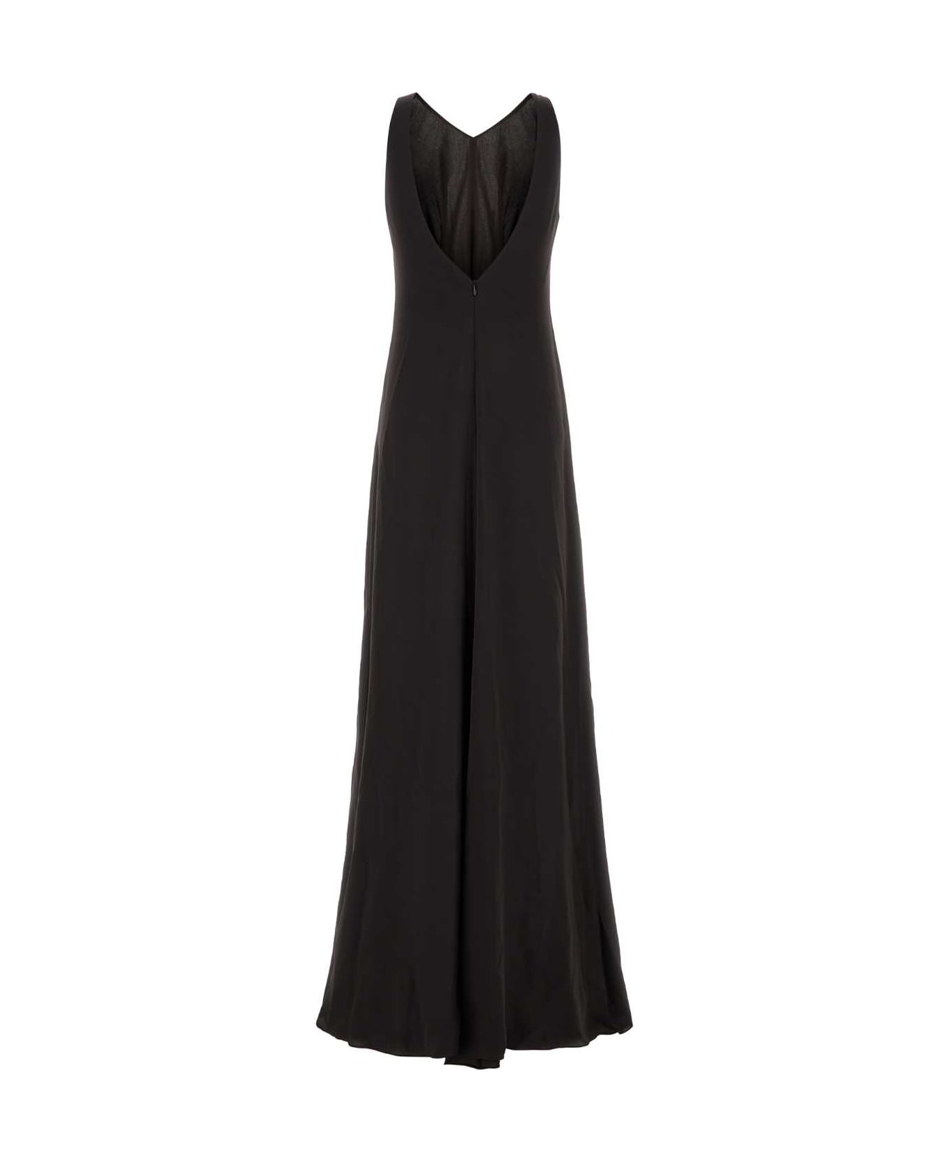 Giorgio Armani Dark Brown Crepe Long Dress - Brown