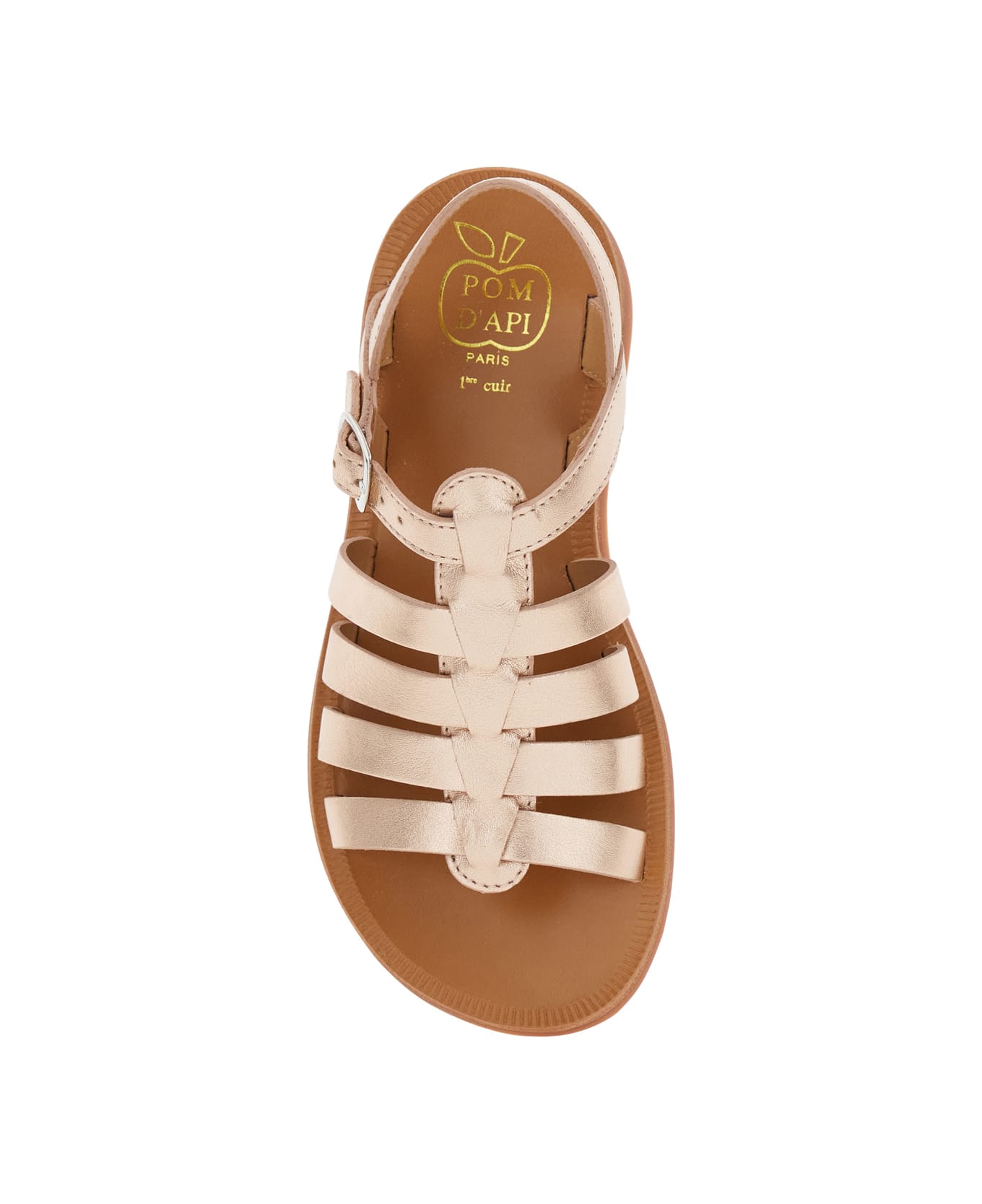 Pom d
Api 
plagette
 Metallic Sandals With Open Toe And Laminated Band Details In Leather Girl - Metallic