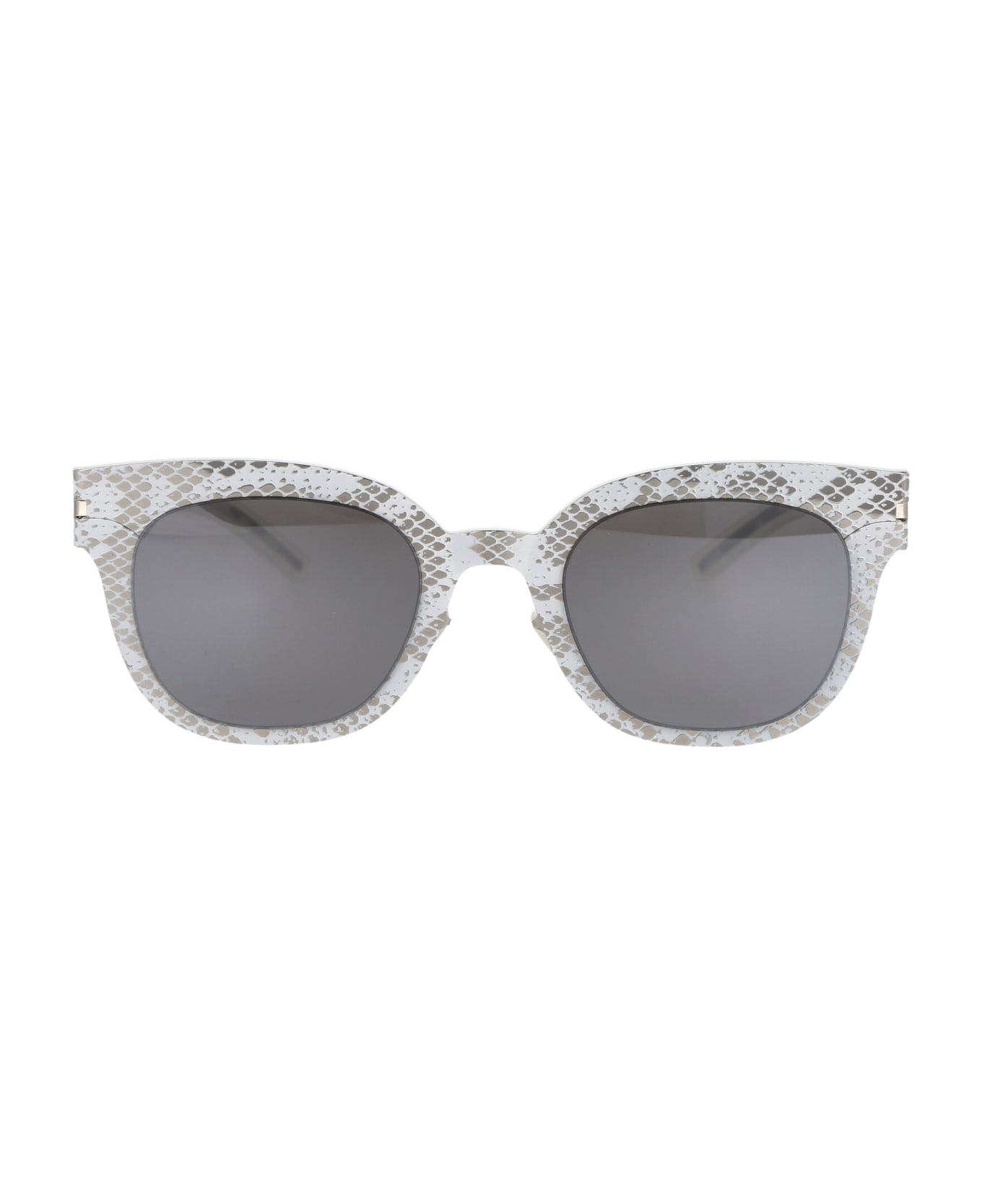 Mykita Mmtransfer002 Sunglasses - 241 Silver White Python Brown Flash
