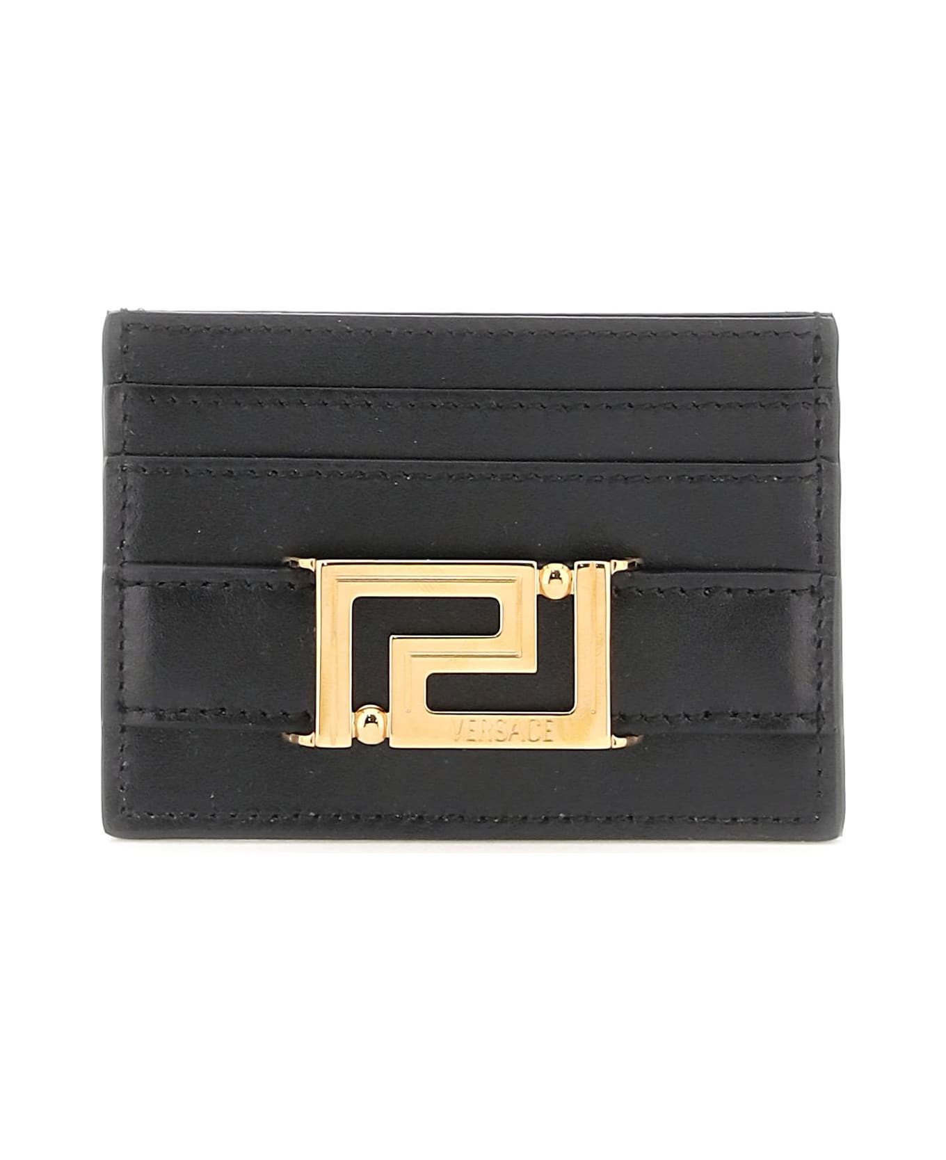 Versace Greca Goddess Leather Card Holder - black
