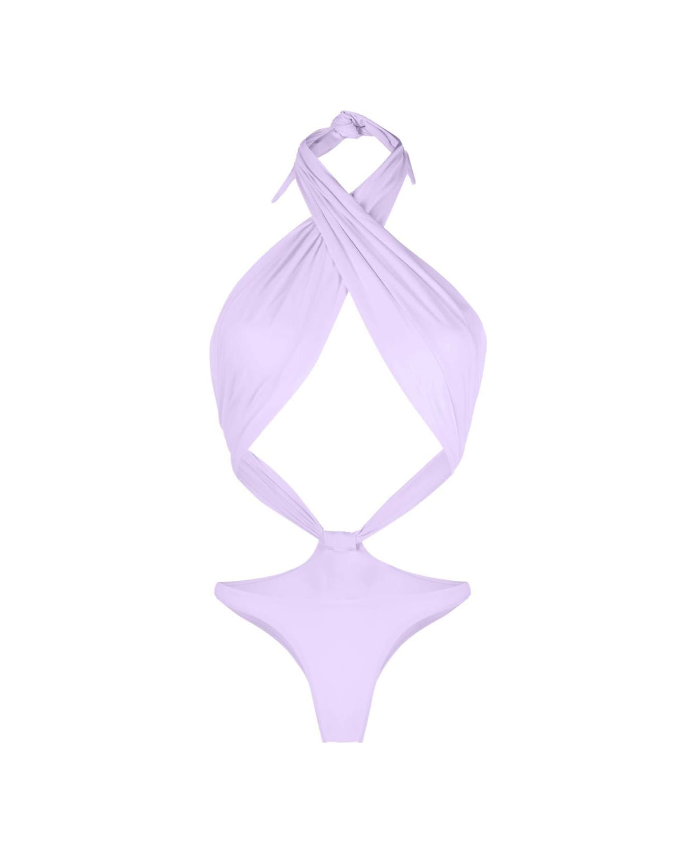 Reina Olga Showpony Cut-out Halterneck Swimsuit - Lilac