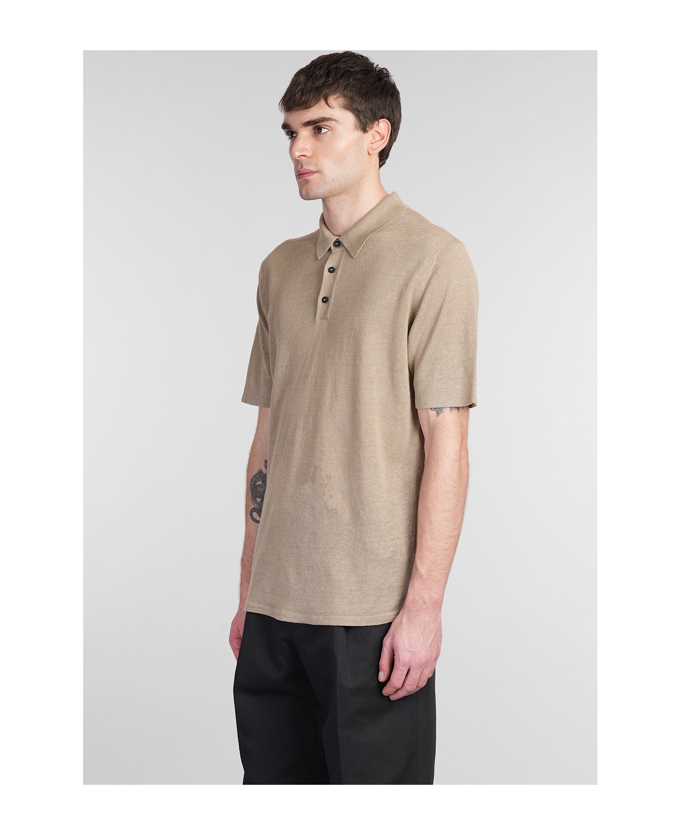 Roberto Collina Polo In Beige Linen - beige
