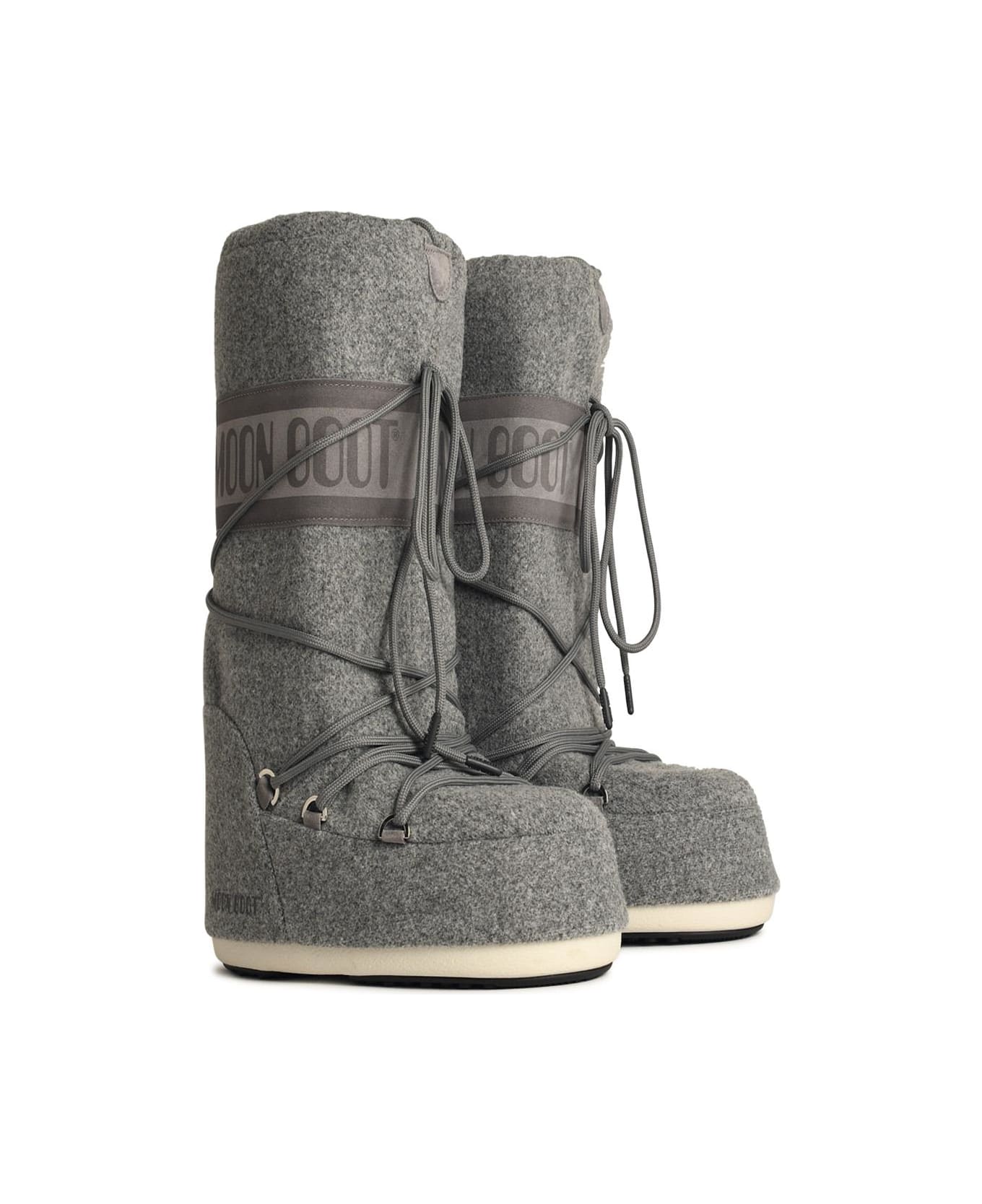 Moon Boot 'icon' In Grey Fabric - Grey