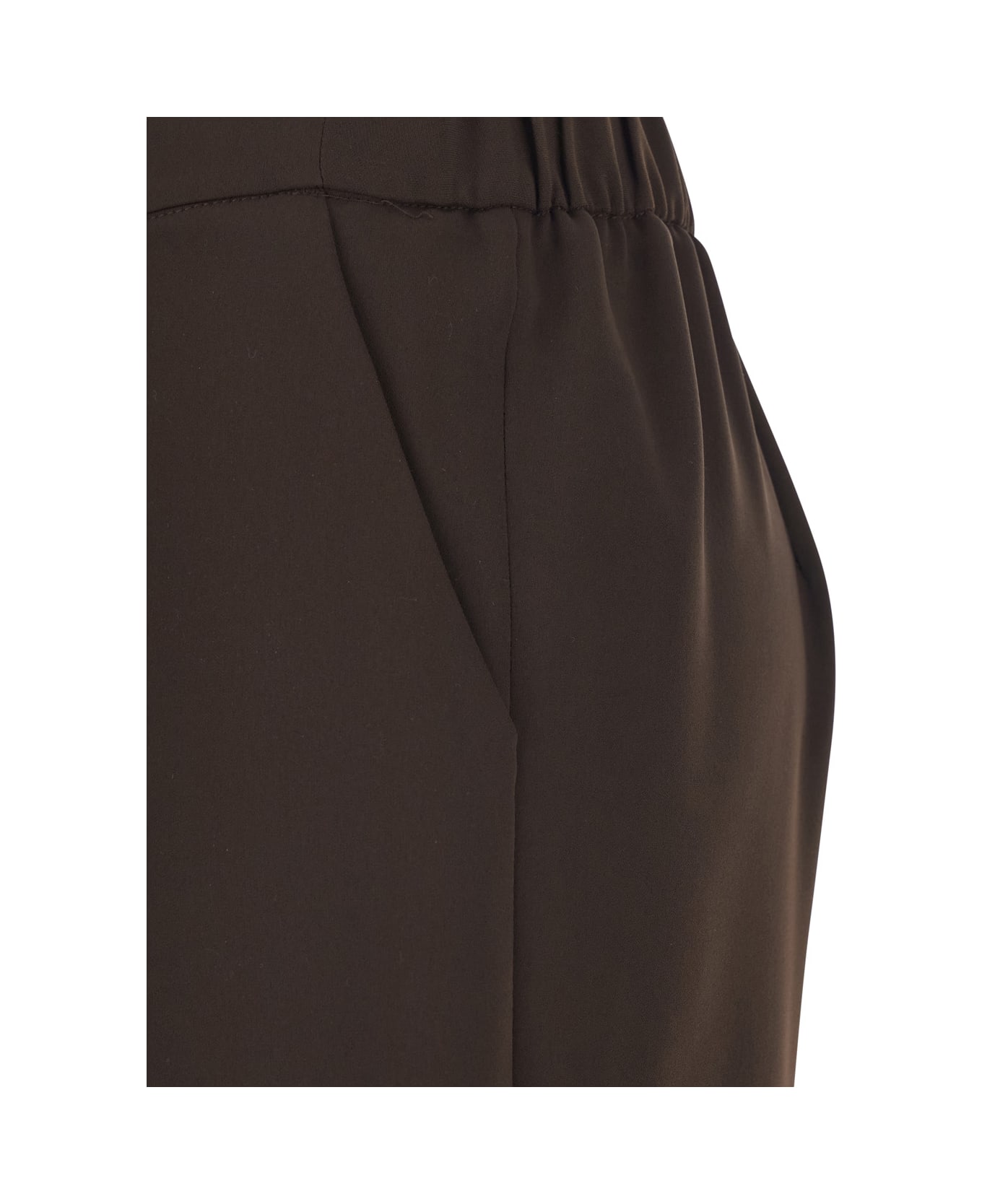 Parosh Brown Pants With Elastic Waist And Wide Leg In Fabric Woman - Brown ボトムス