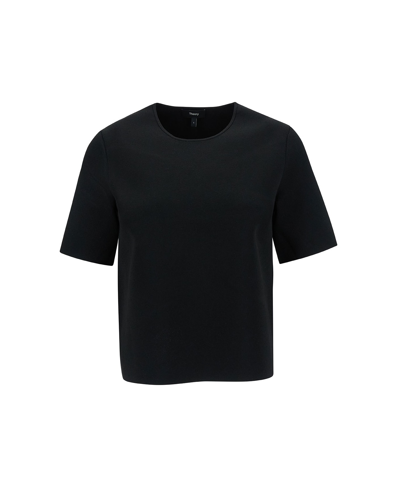 Theory Black T-shirt With U Neckline In Viscose Blend Woman - Black