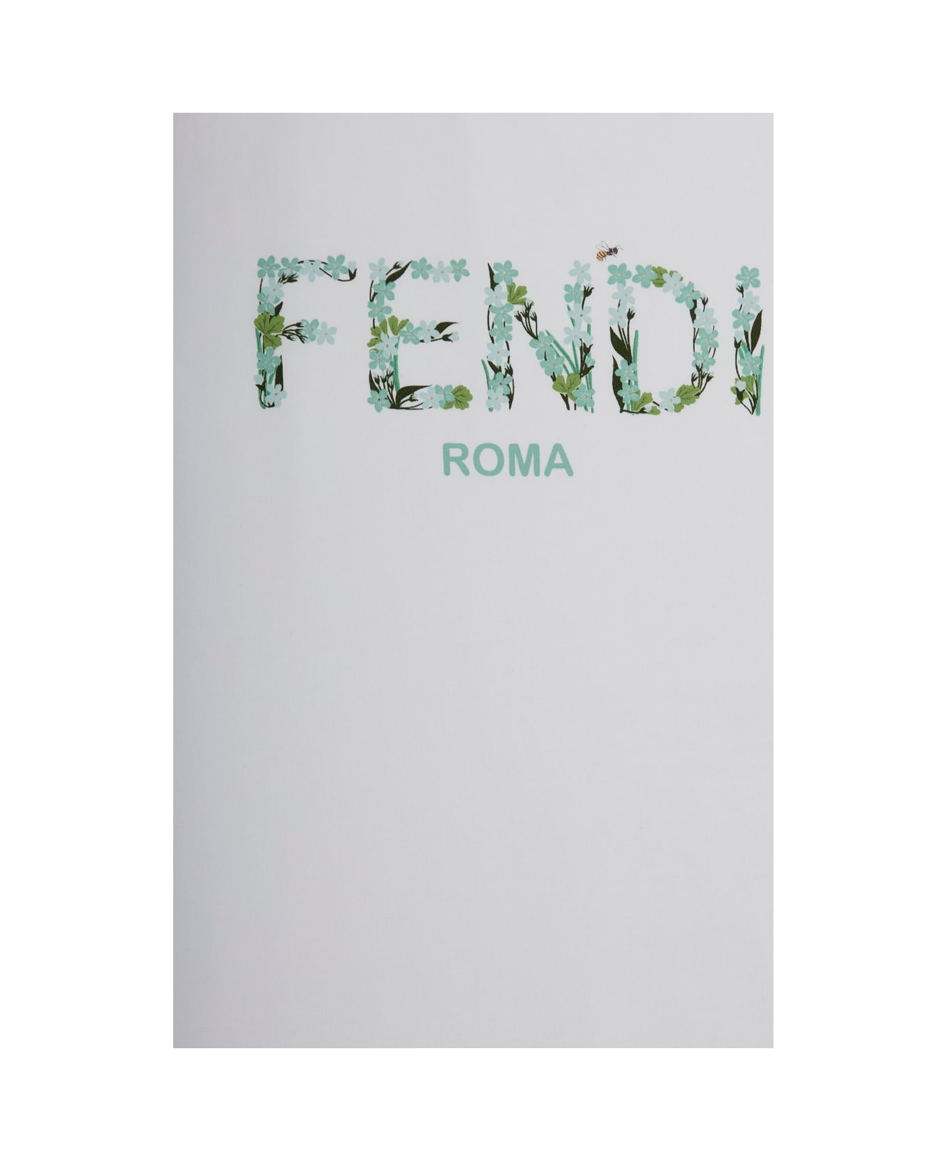 Fendi White T-shirt With Round Neck And Logo Lettering Print On The Front In Cotton Girl - White