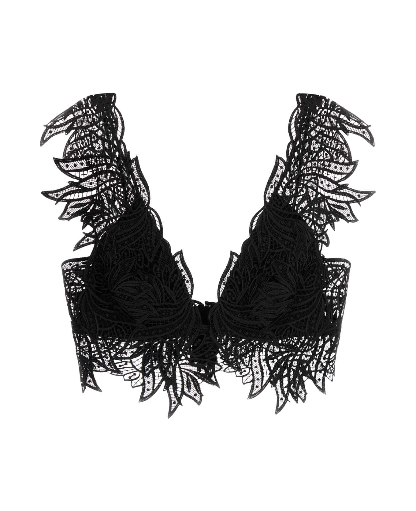 Alberta Ferretti Black Lace Crop-top - NERO