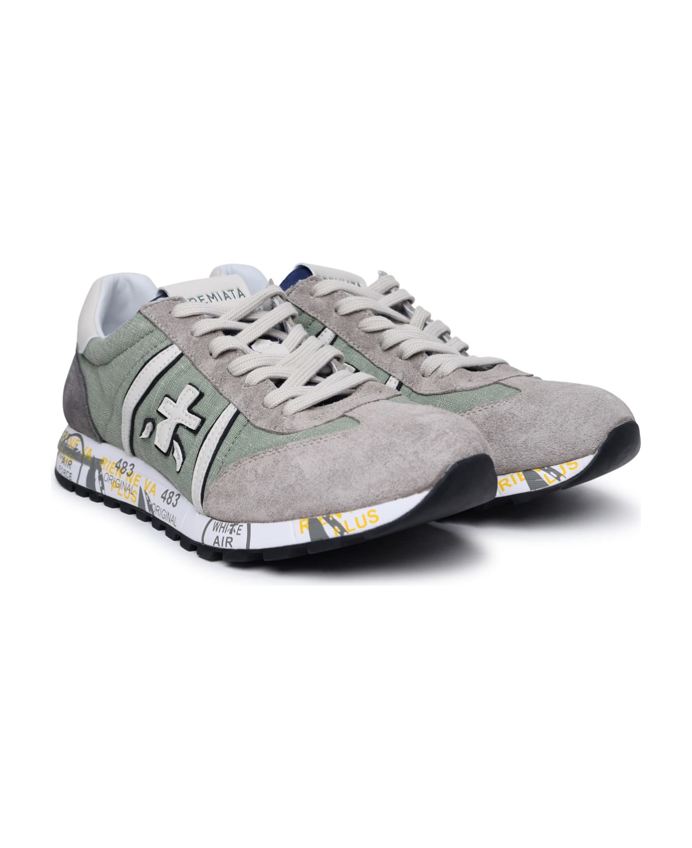 Premiata 'lucy' Green Leather And Fabric Sneakers - Green