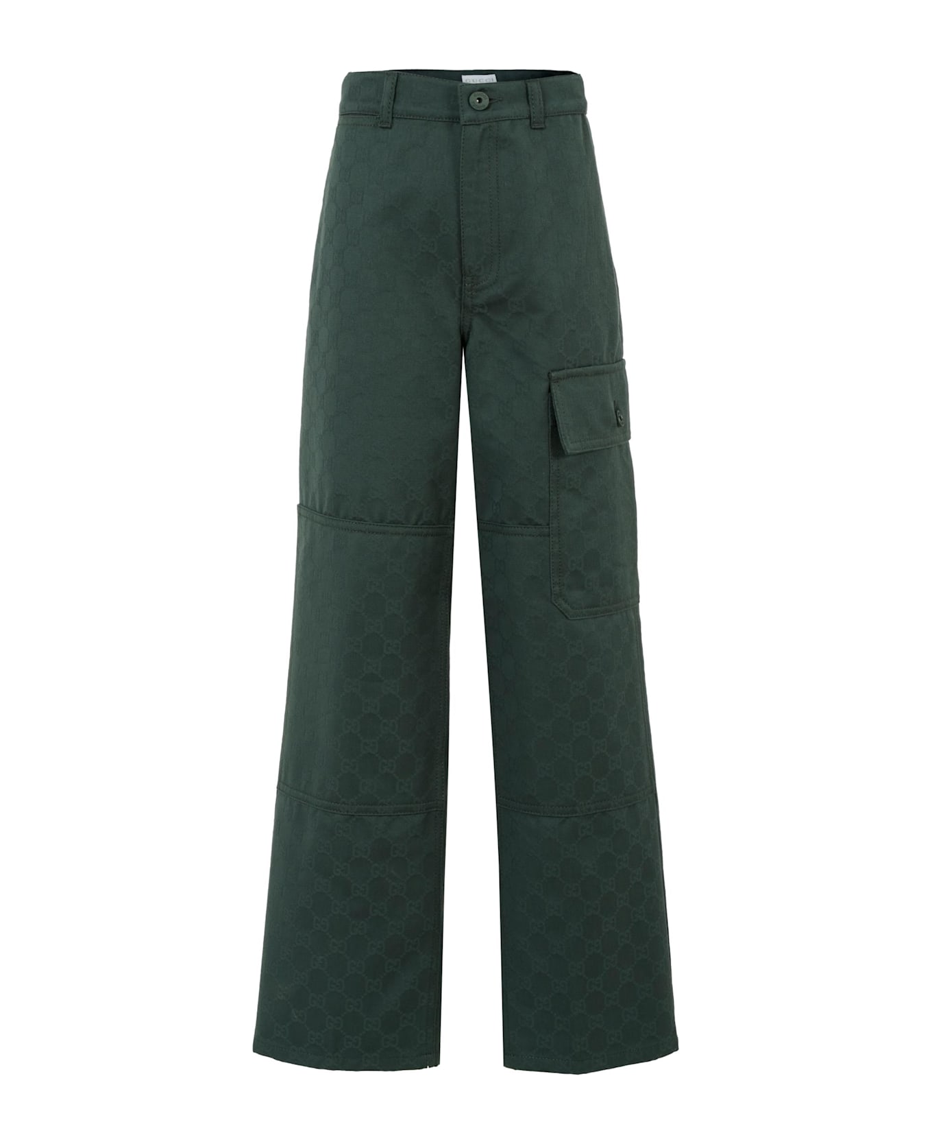 Gucci Green Trousers For Boy With Gg Motif - Green