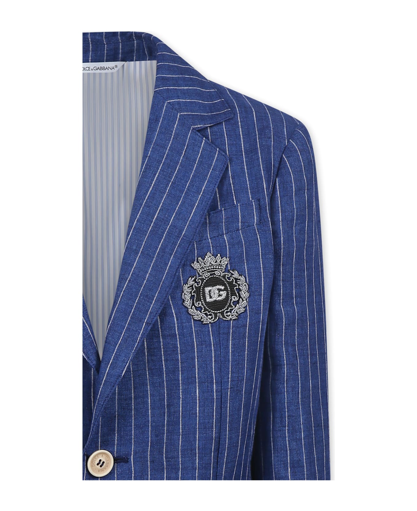 Dolce 
Gabbana Blue Jacket For Boy With Dg Monogram - Blue