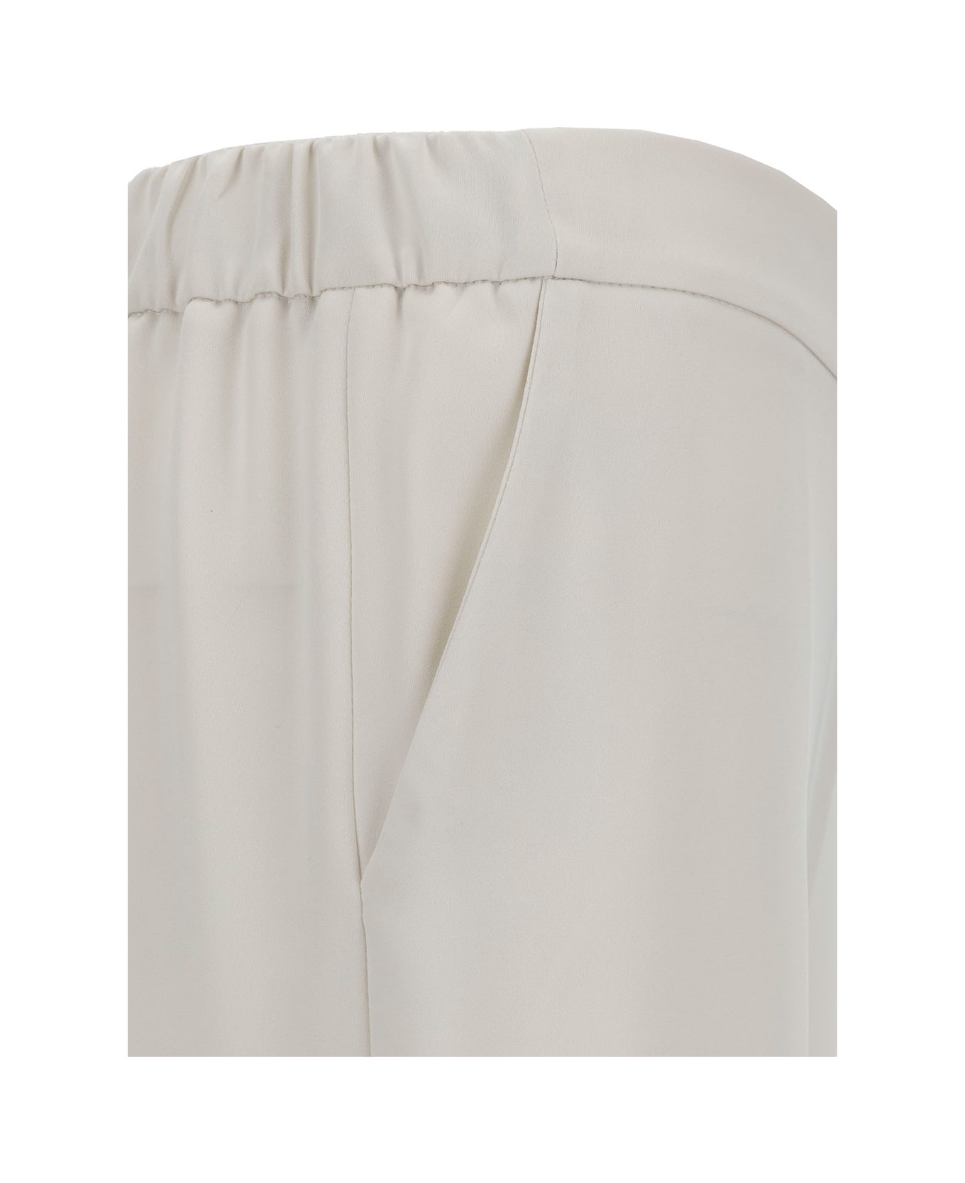 Parosh White Loose Pants With Waist-band In Polyamide Woman - White