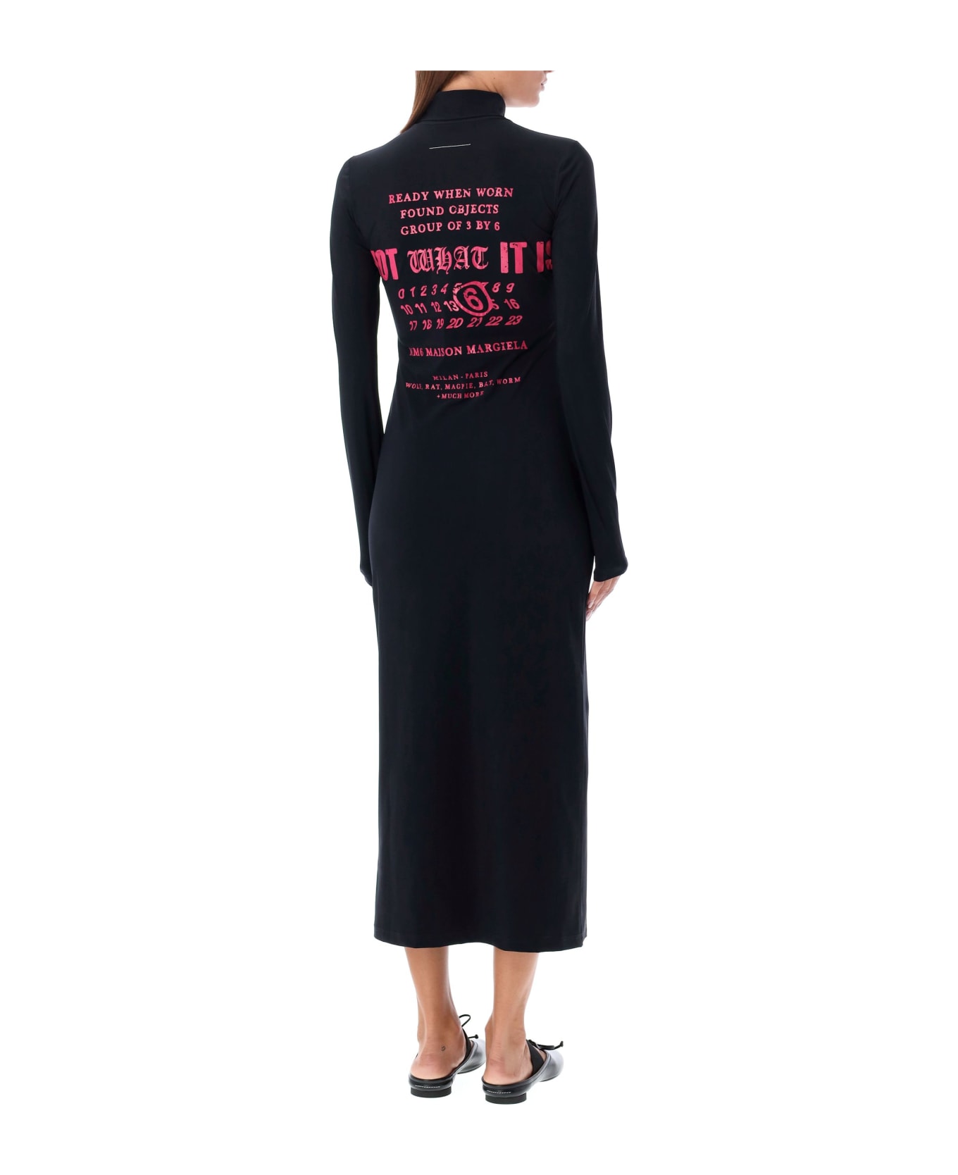 MM6 Maison Margiela High Neck Maxi Dress - BLACK