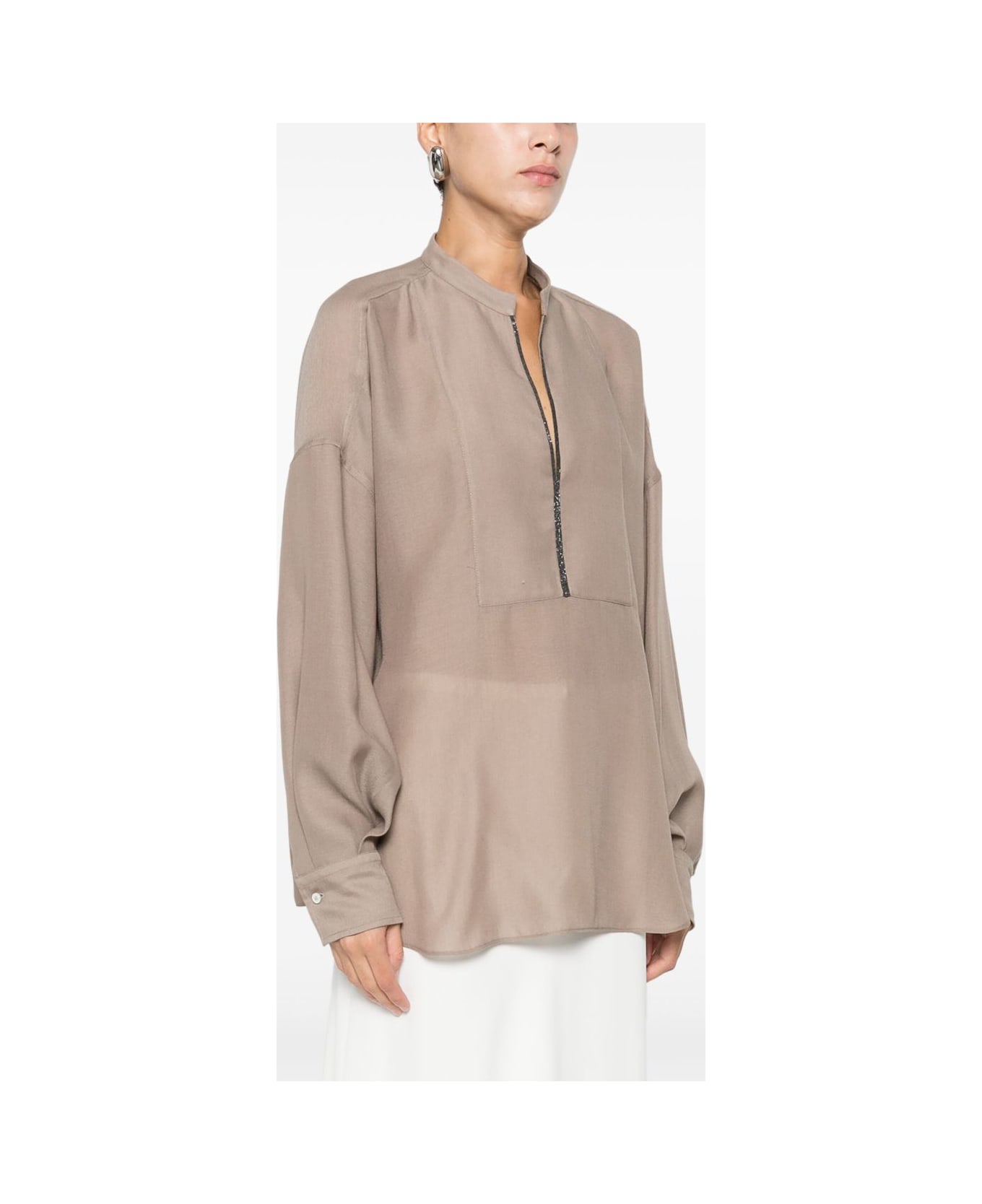 Brunello Cucinelli V-necked Blouse - Camel