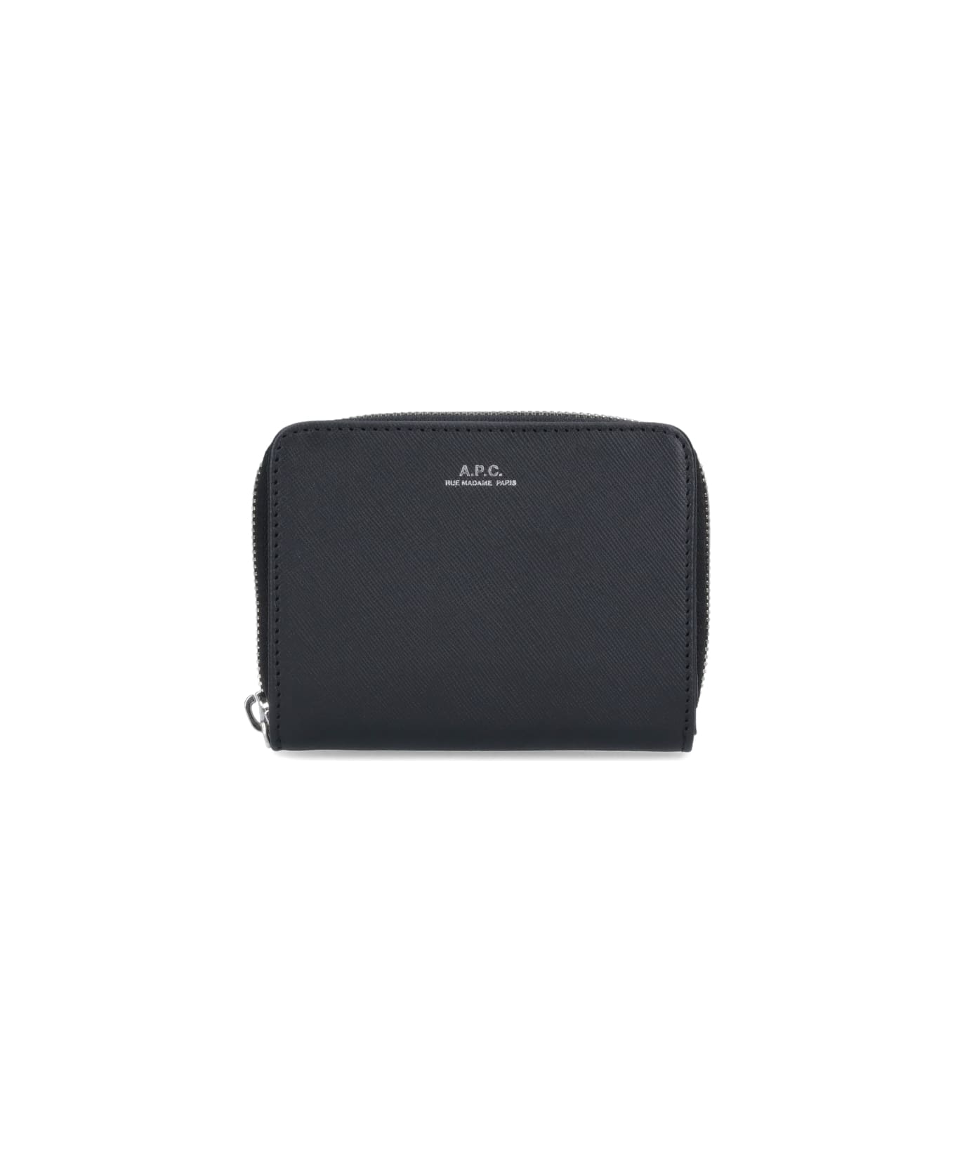 A.P.C. Logo Embossed Zipped Wallet - Black 財布