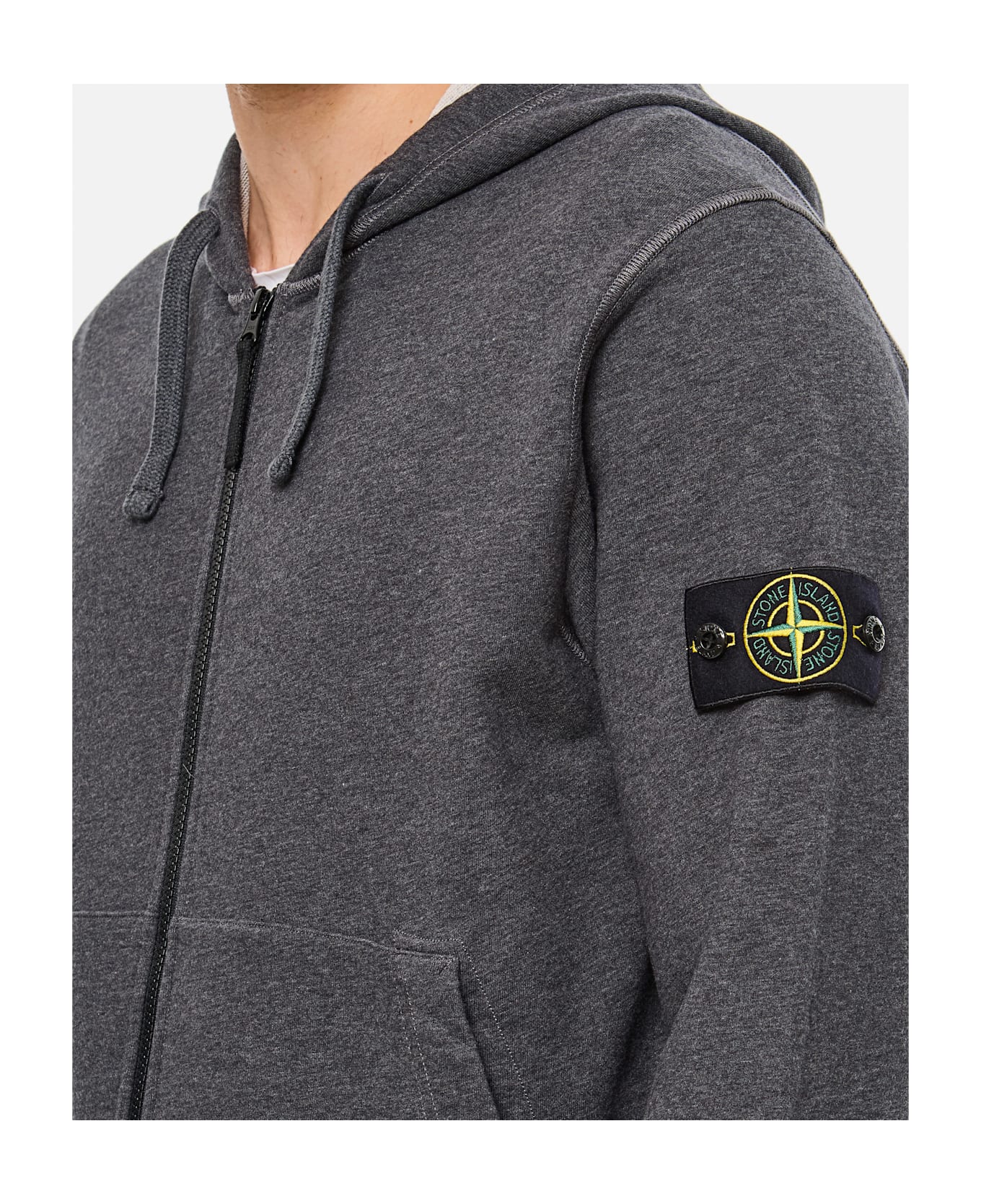 Stone Island Zip-up Hoodie With Drawstring - Grey ニットウェア