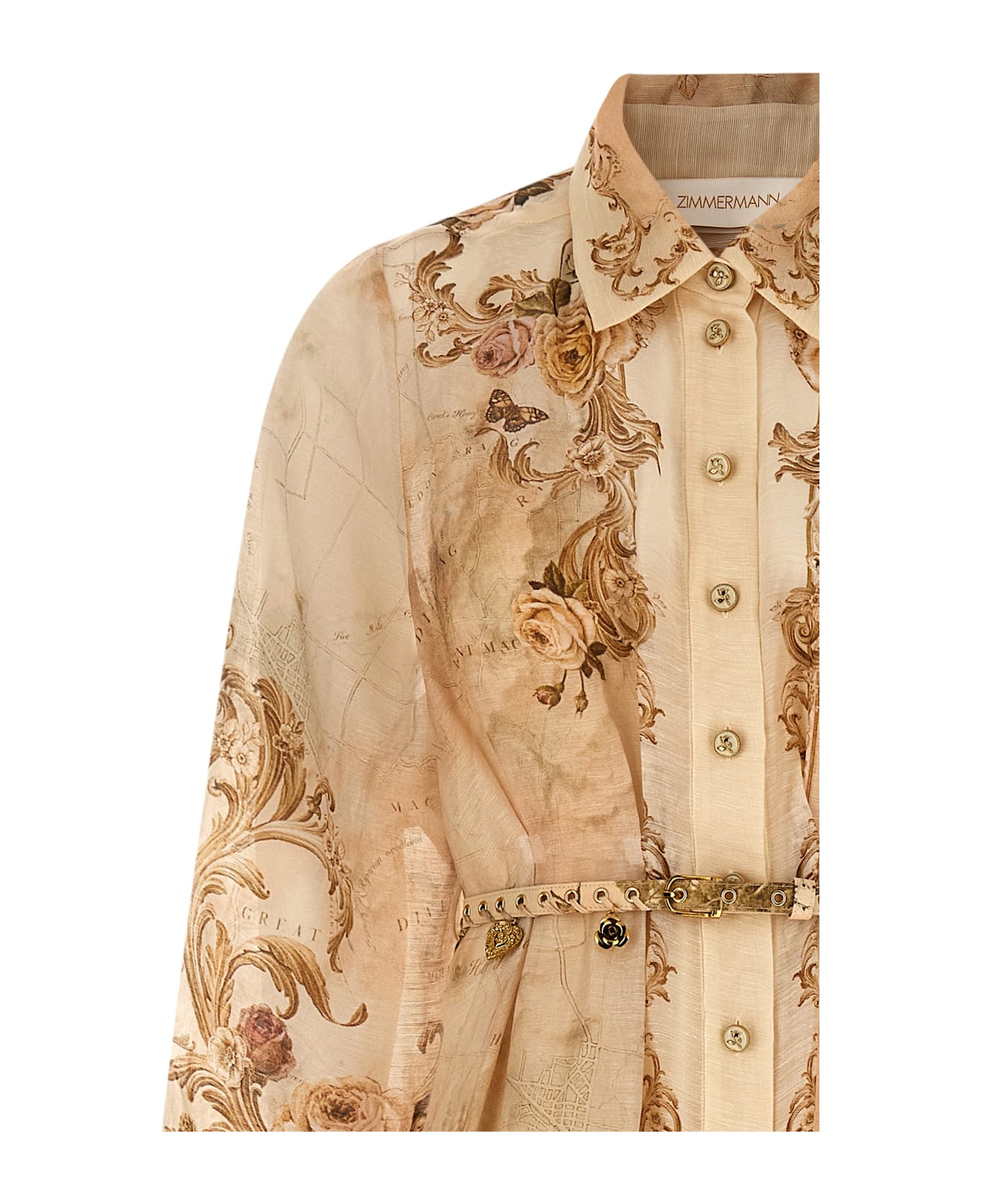Zimmermann 
memento Buttoned Midi
 Dress - Beige