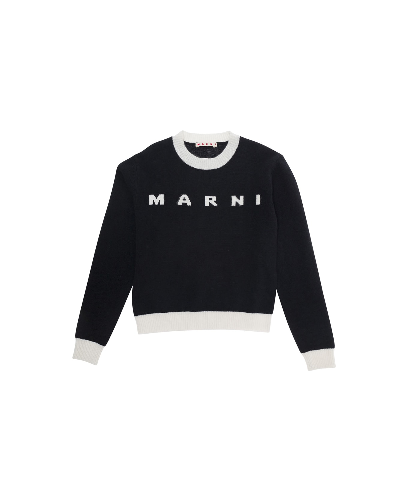 Marni Black Sweater With Contrasting Logo In Wool And Cashmere Girl - Black