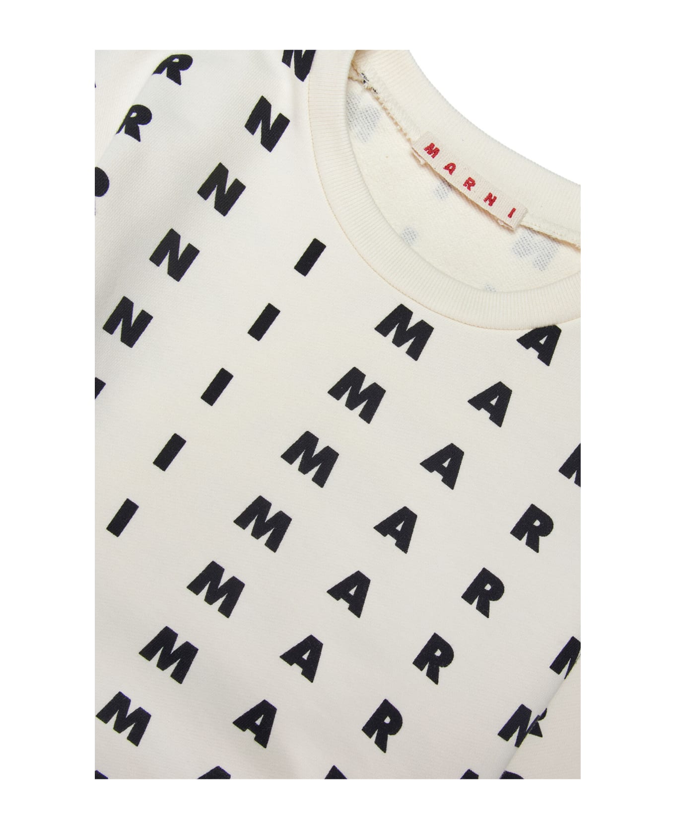 Marni Ms43u Sweat-shirt Marni White Cotton Crew-neck Sweatshirt With Small Allover Logo - Milk