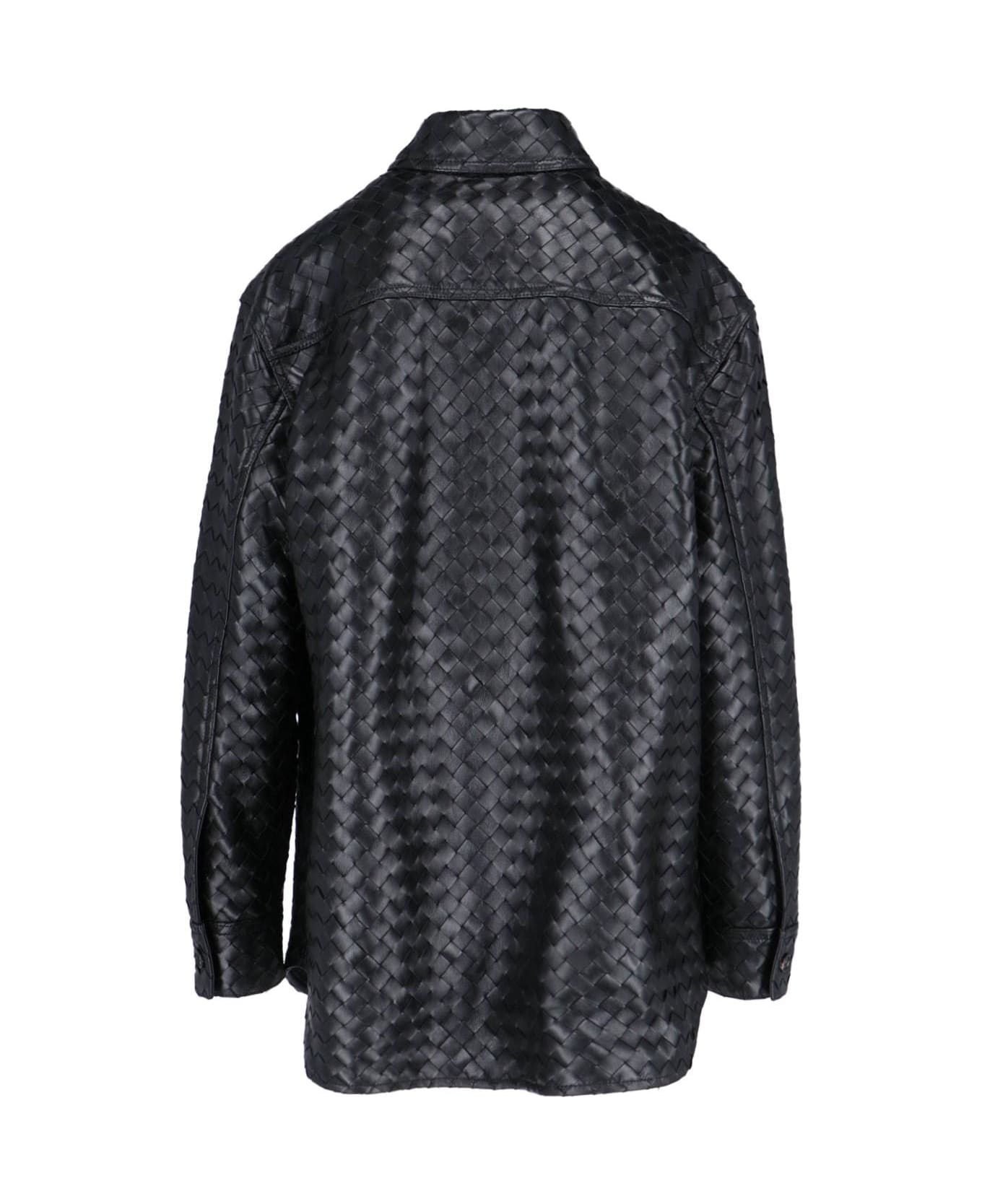 Bottega Veneta Woven Leather Shirt - Black