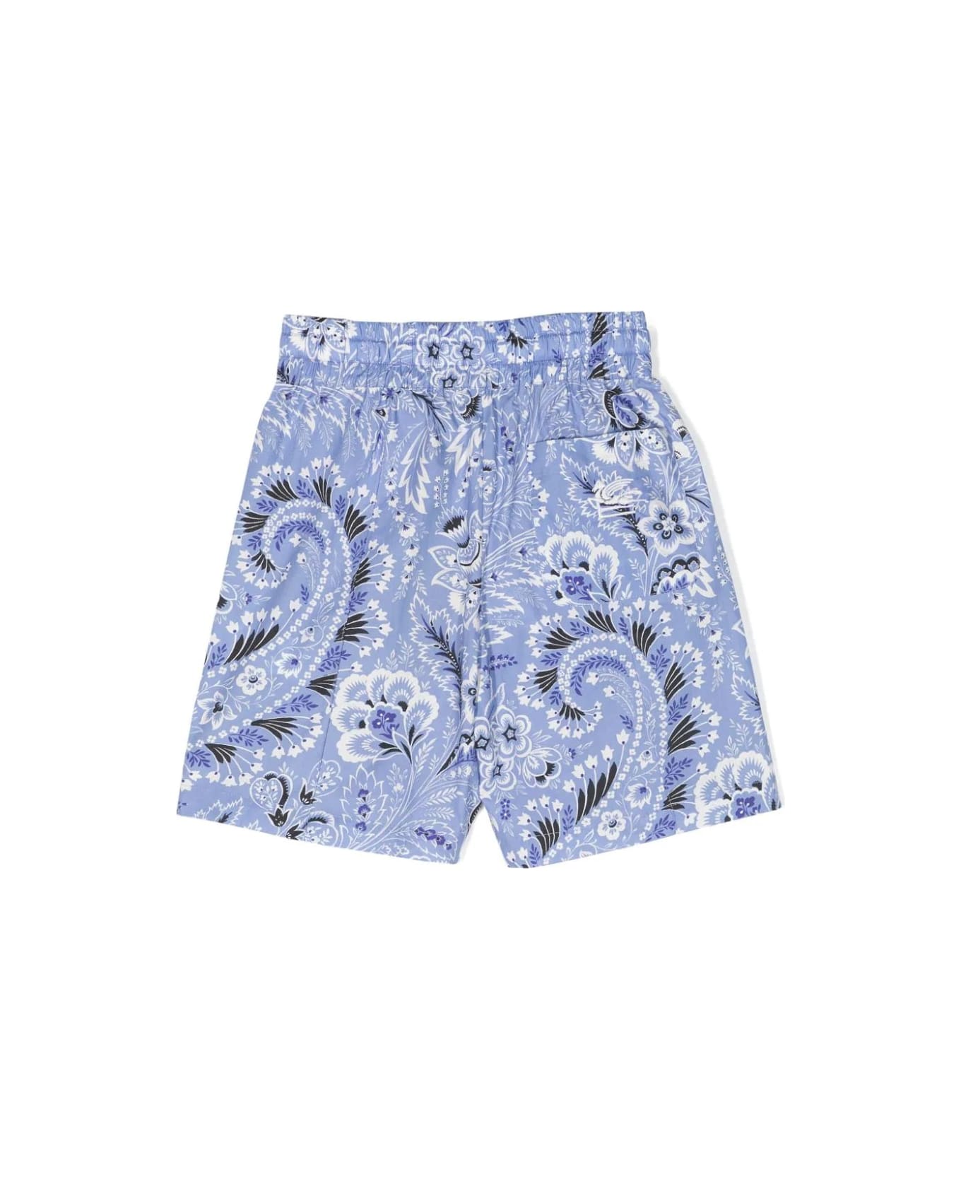 Etro Swim Shorts With Light Blue Paisley Print - Blue