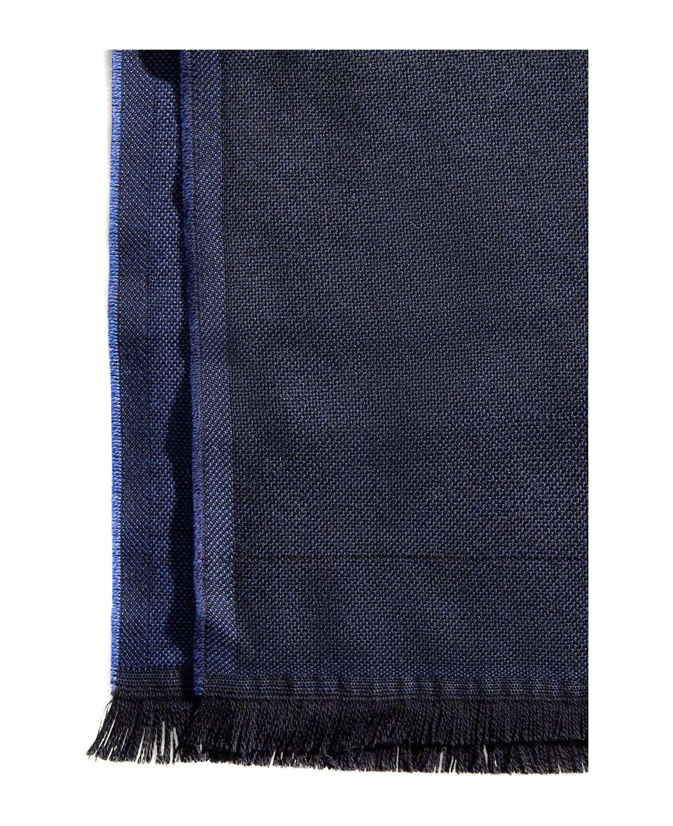 Fay Double Face Scarf In Two-tone Wool - Blue