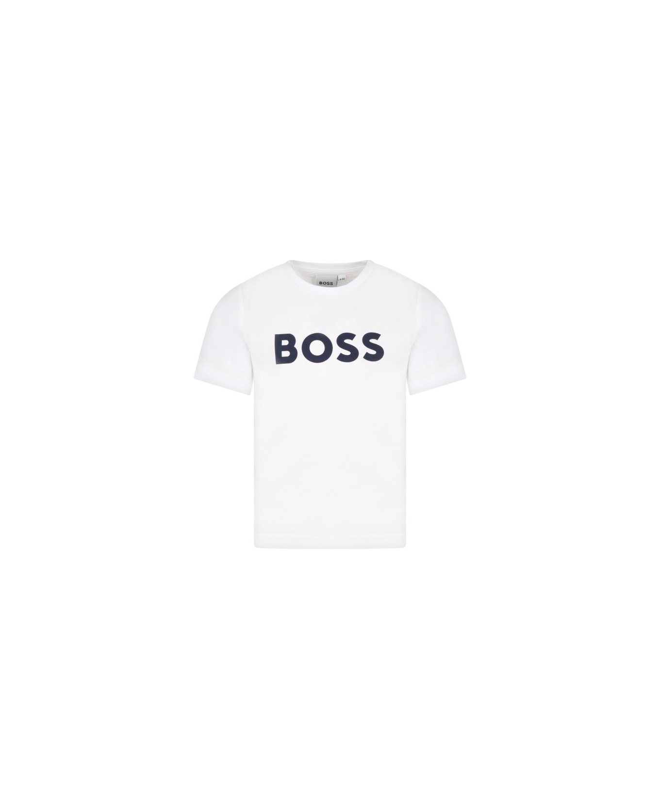 Hugo Boss T-shirt Bianca Con Logo Blu - White