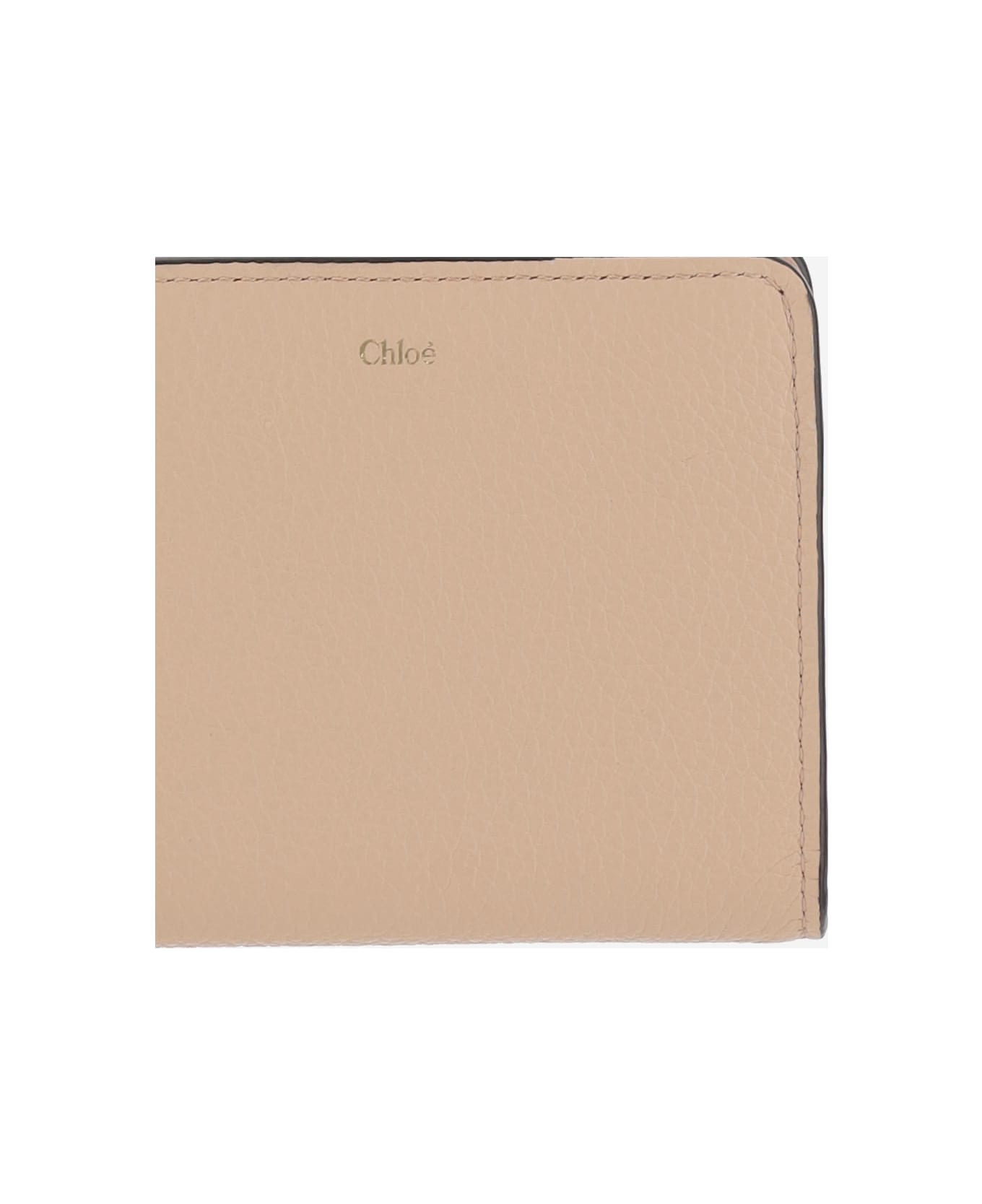Chloé Alphabet Compact Leather Wallet - Beige