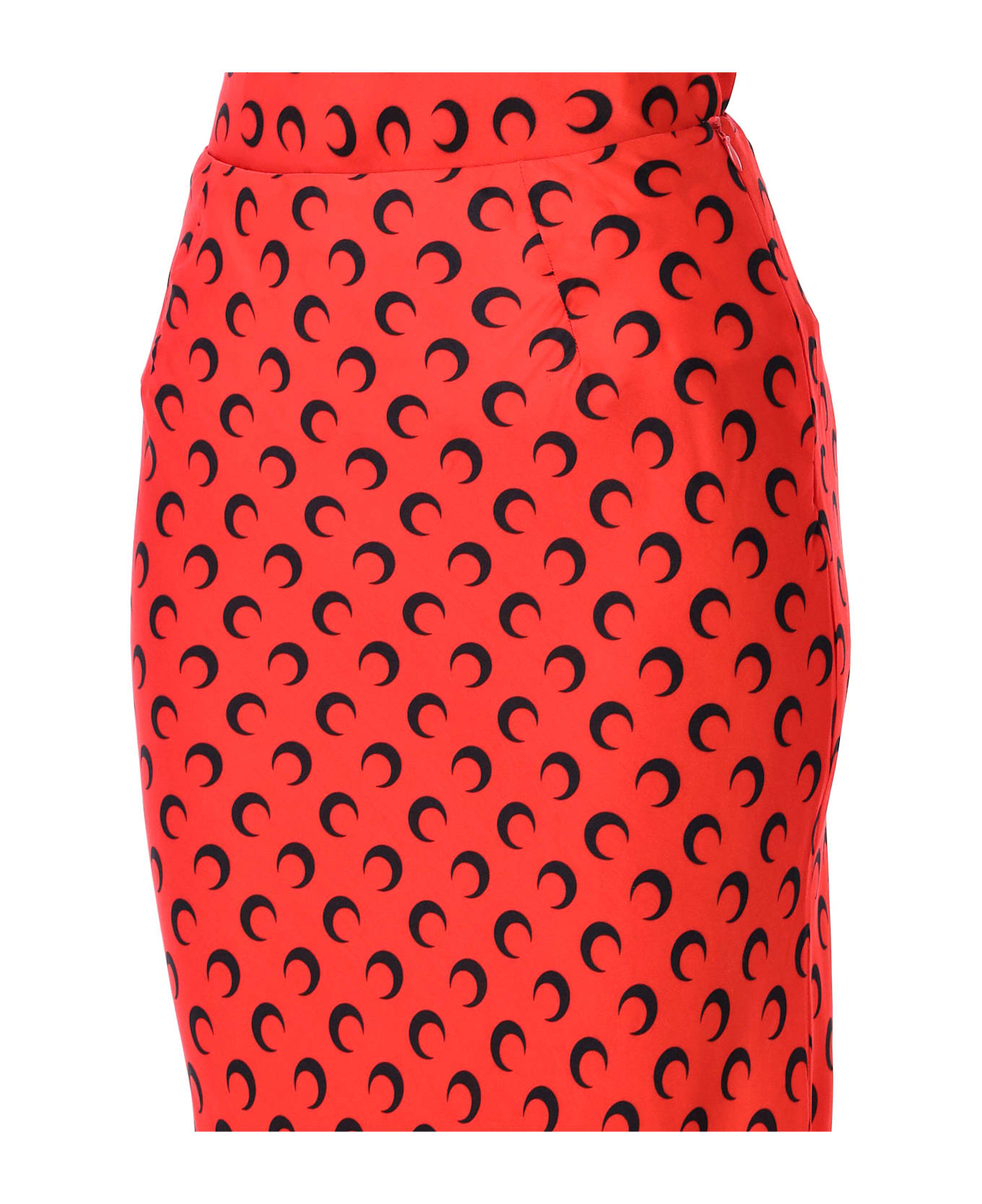Marine Serre Moon Satin Midi Skirt - RED