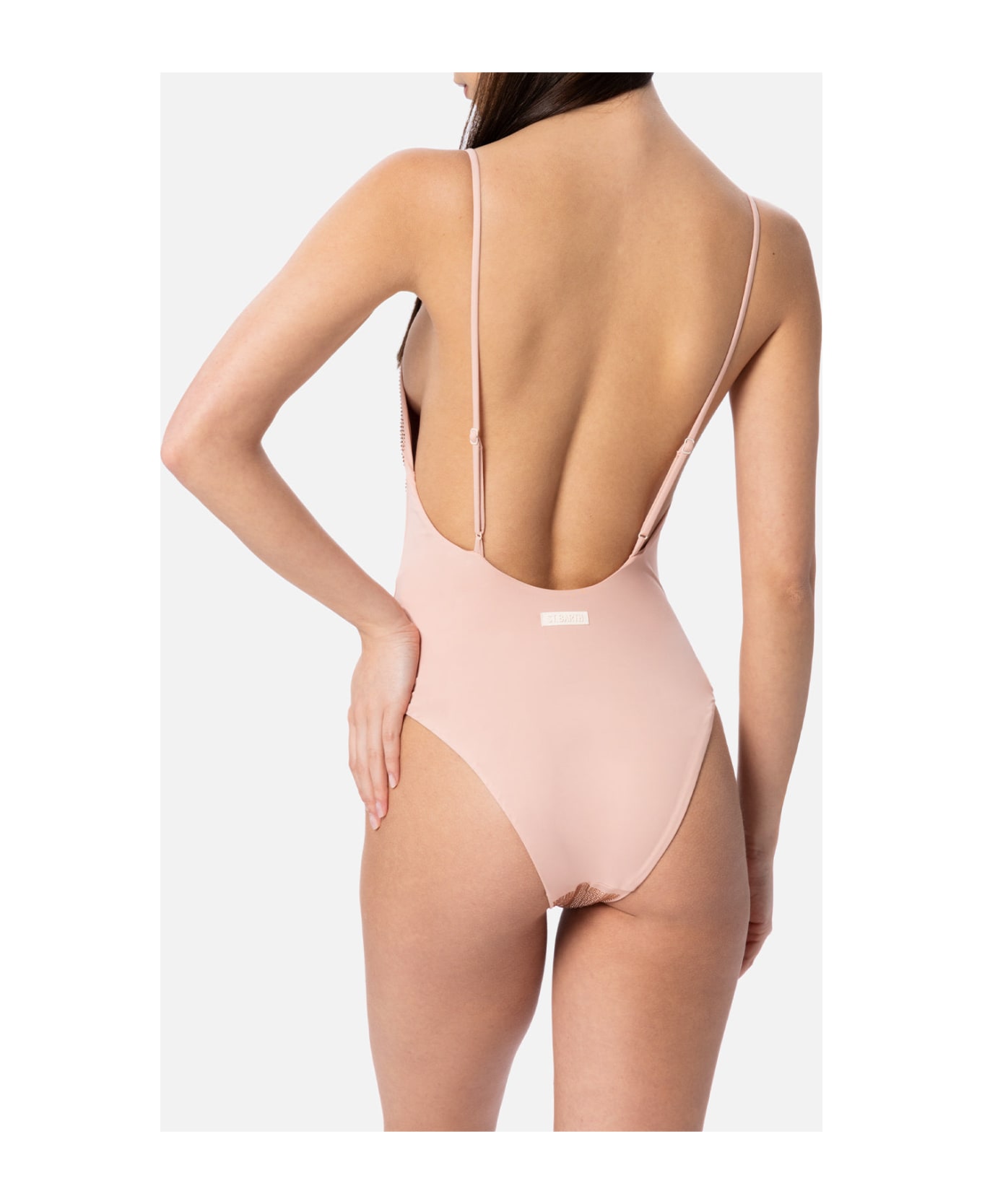 MC2 Saint Barth Woman Pale One-piece Swimsuit Cecille With Rhinestones - PINK