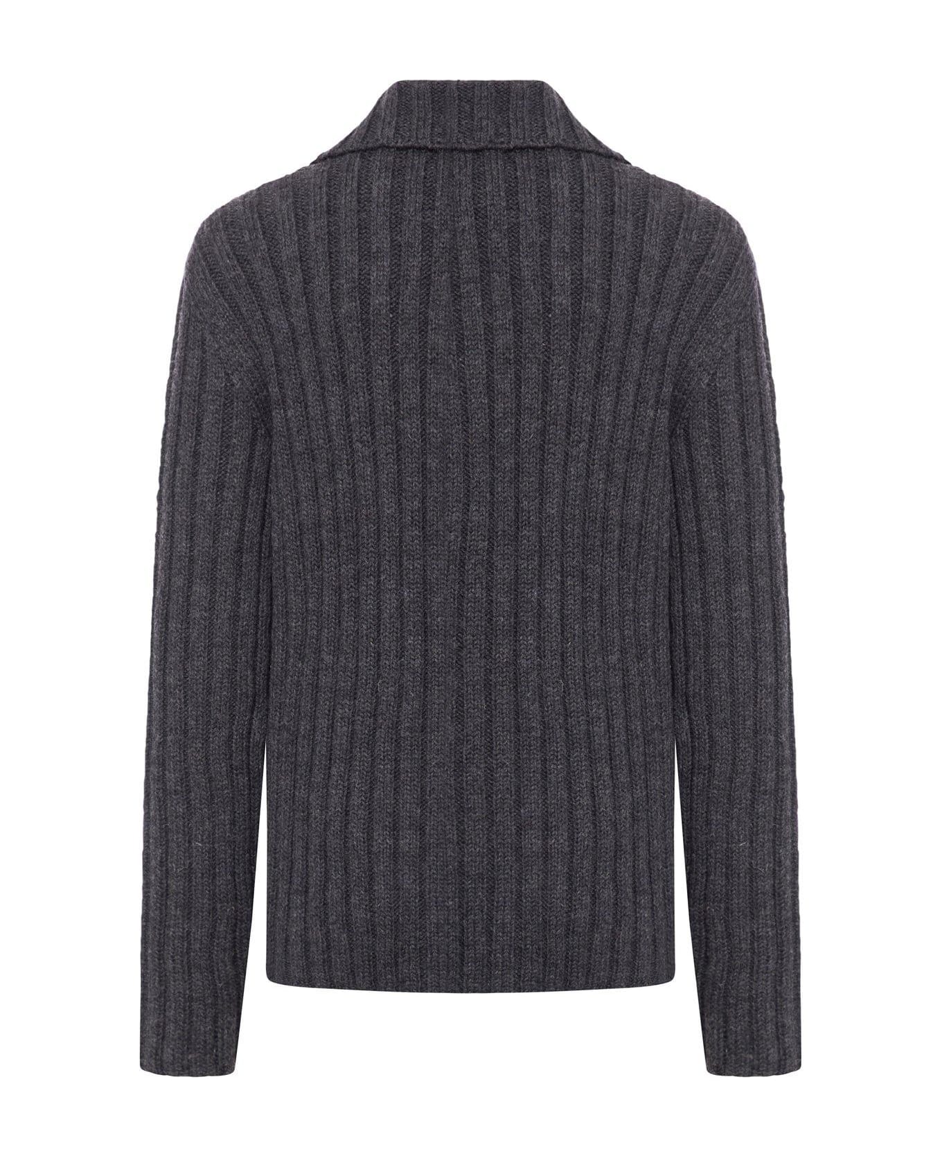 Dolce & Gabbana Zipped Knitted Sweater - Grey Melange