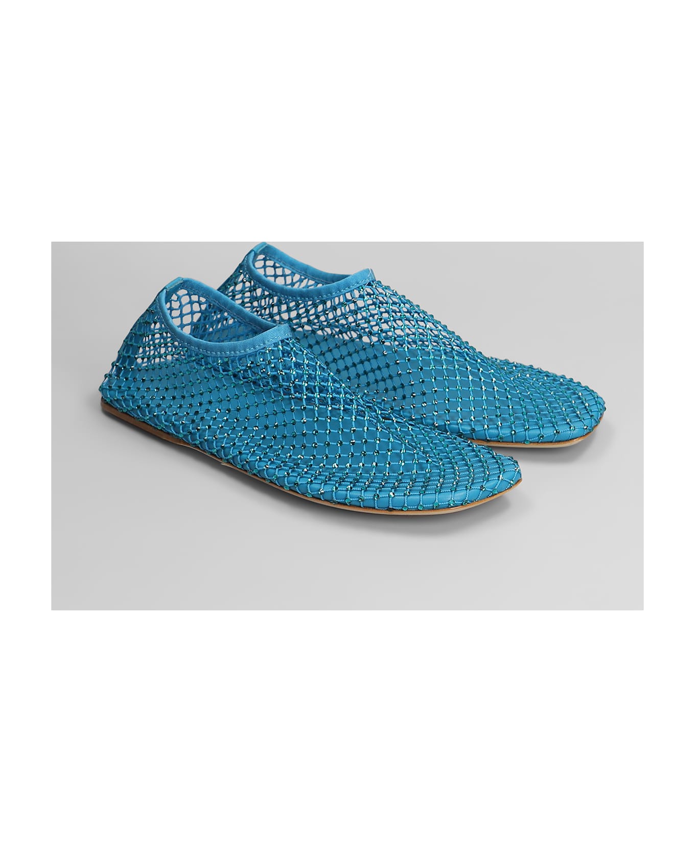 Christopher Esber Minette Flat Ballet Flats In Cyan Nylon And Leather - cyan