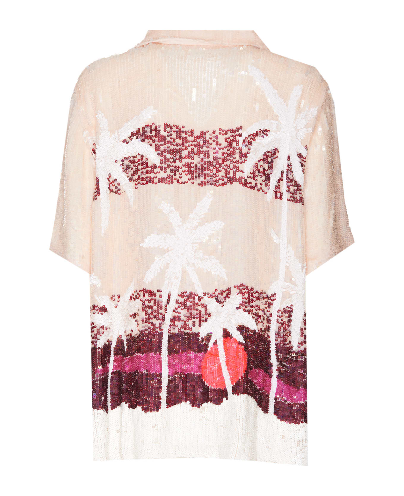 Parosh Gust Palms Fantasy Sequins Shirt - Pink