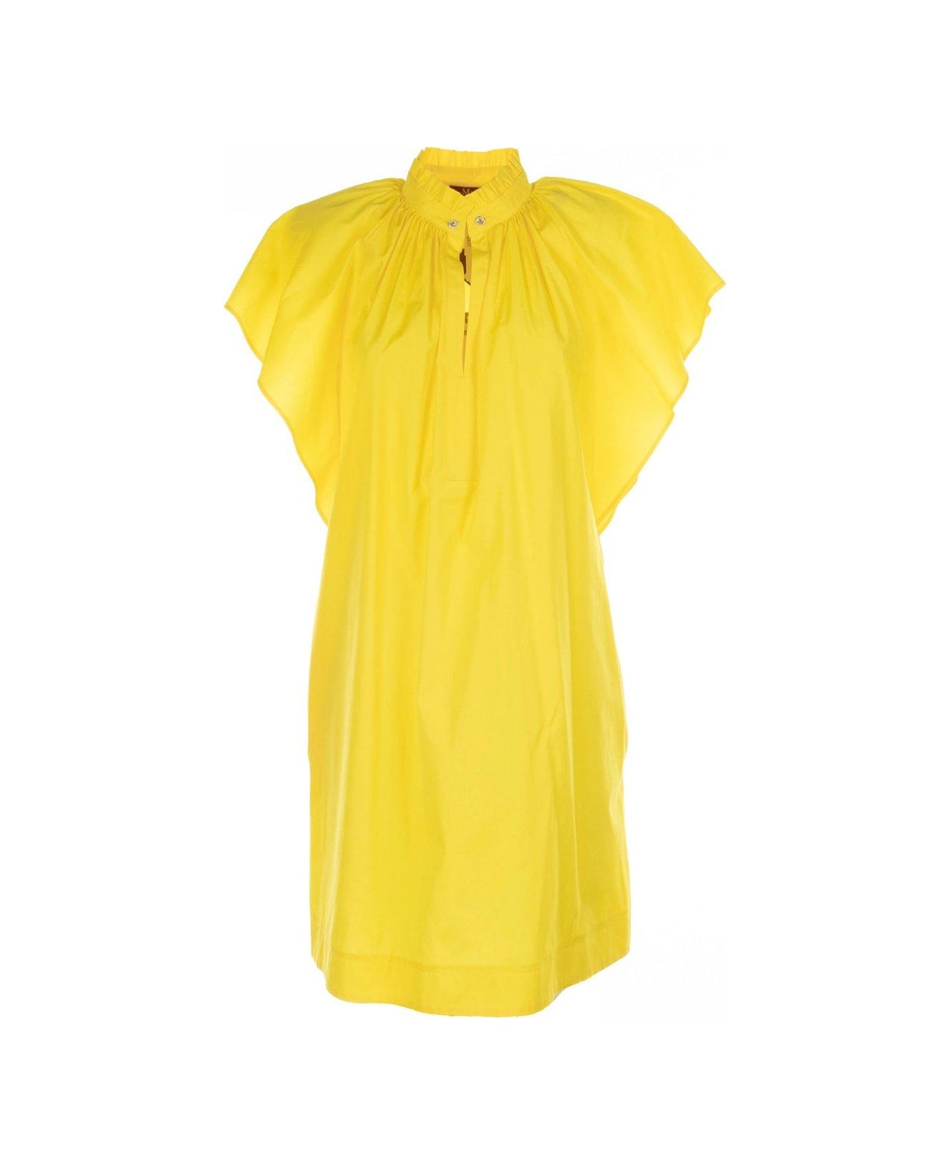 Max Mara Studio Ruffled Short-sleeved Dress - Yellow