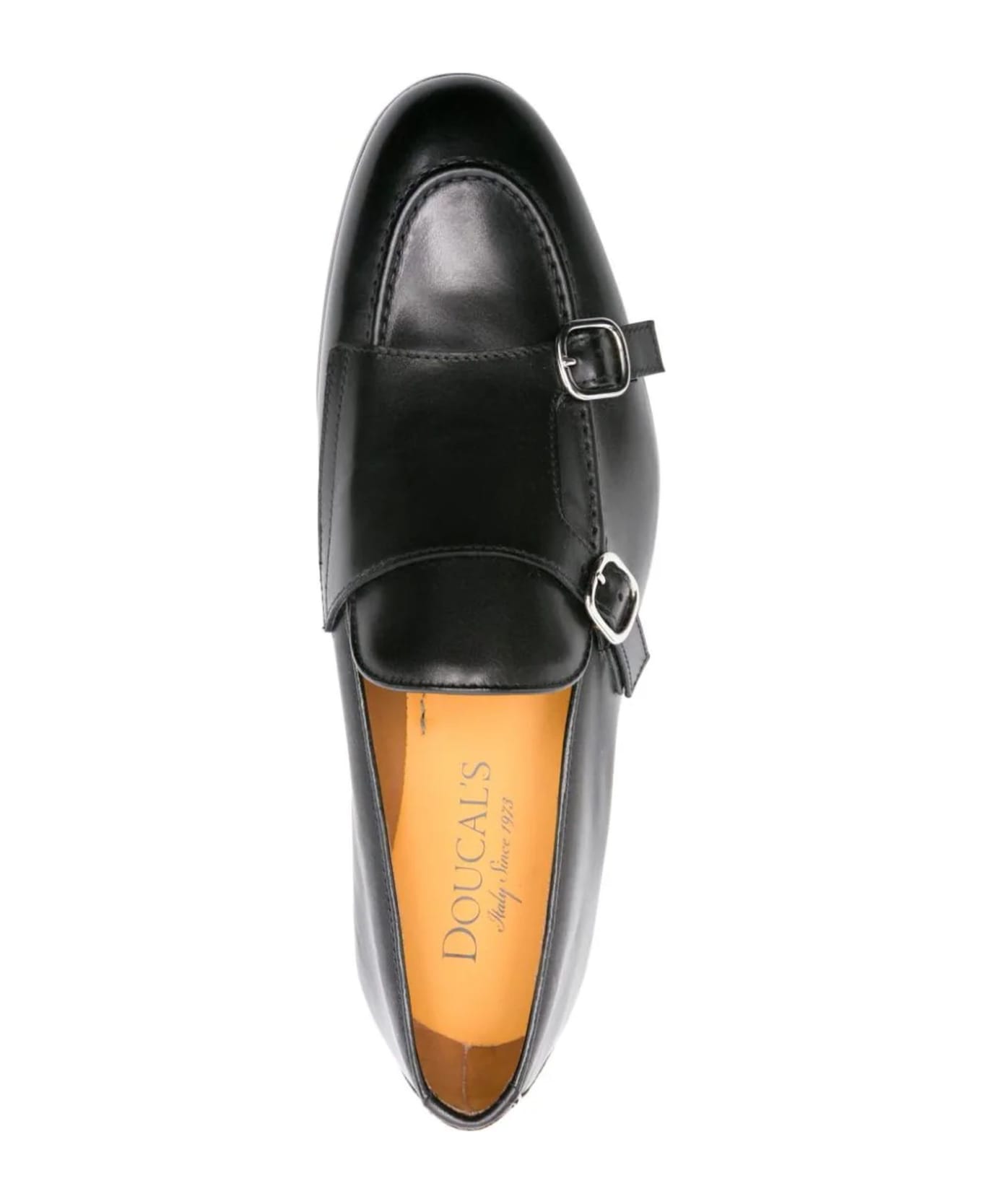 Doucal's Double-buckle Loafer In Black Leather - Black ローファー＆デッキシューズ