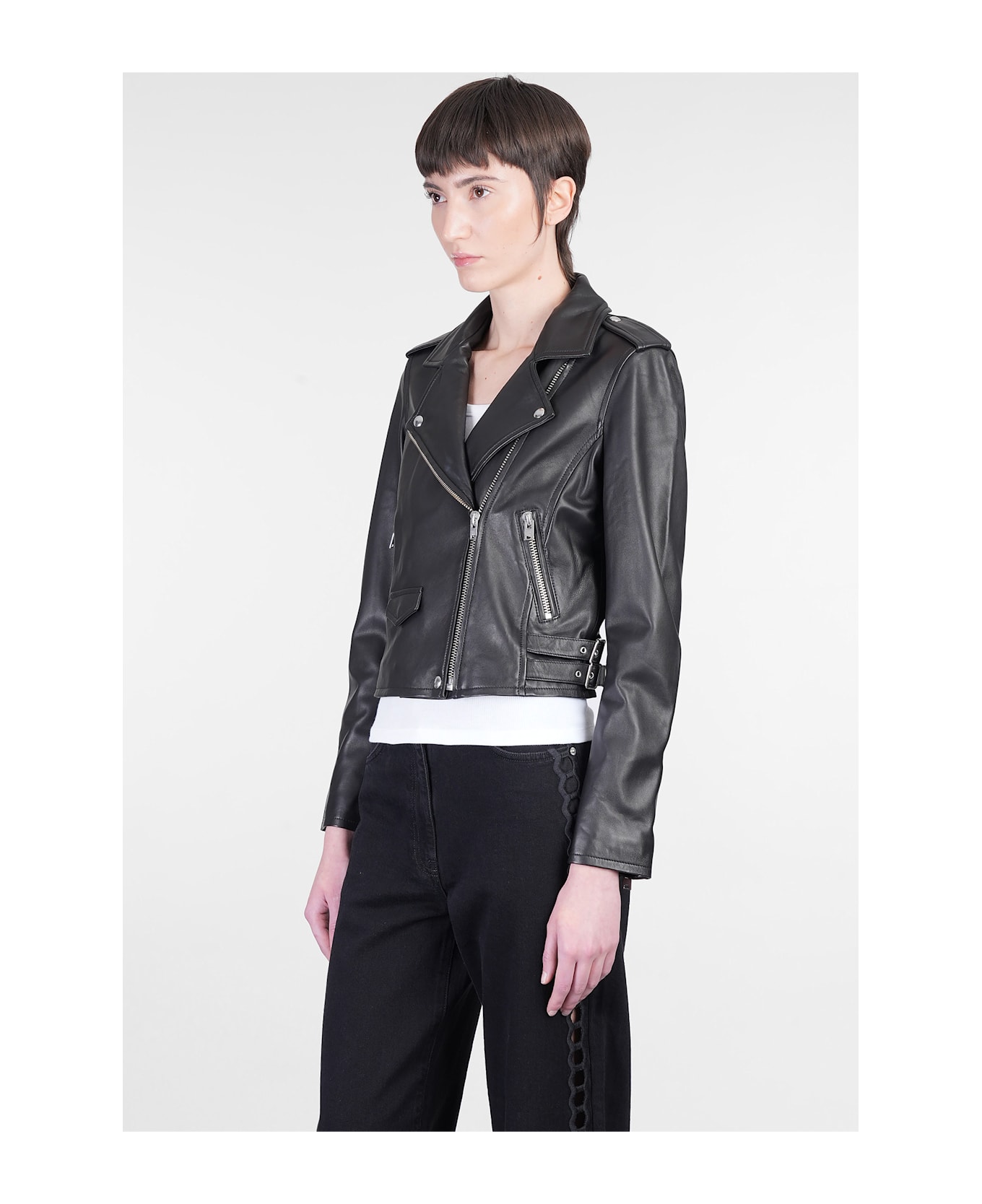 IRO Ashville Biker Jacket In Black Rayon - black