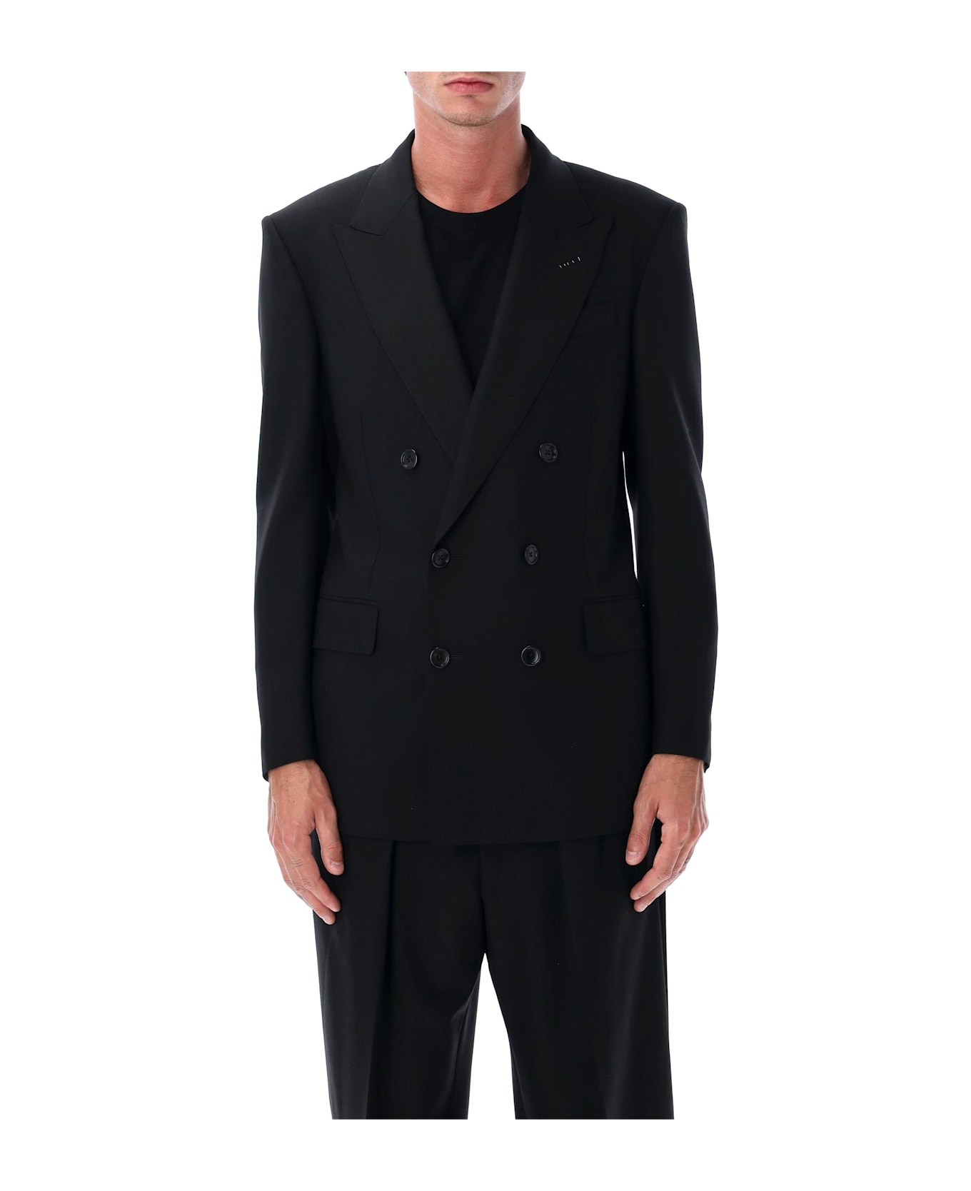 Tom Ford Double-breasted Wool Twill Jacket - BLACK