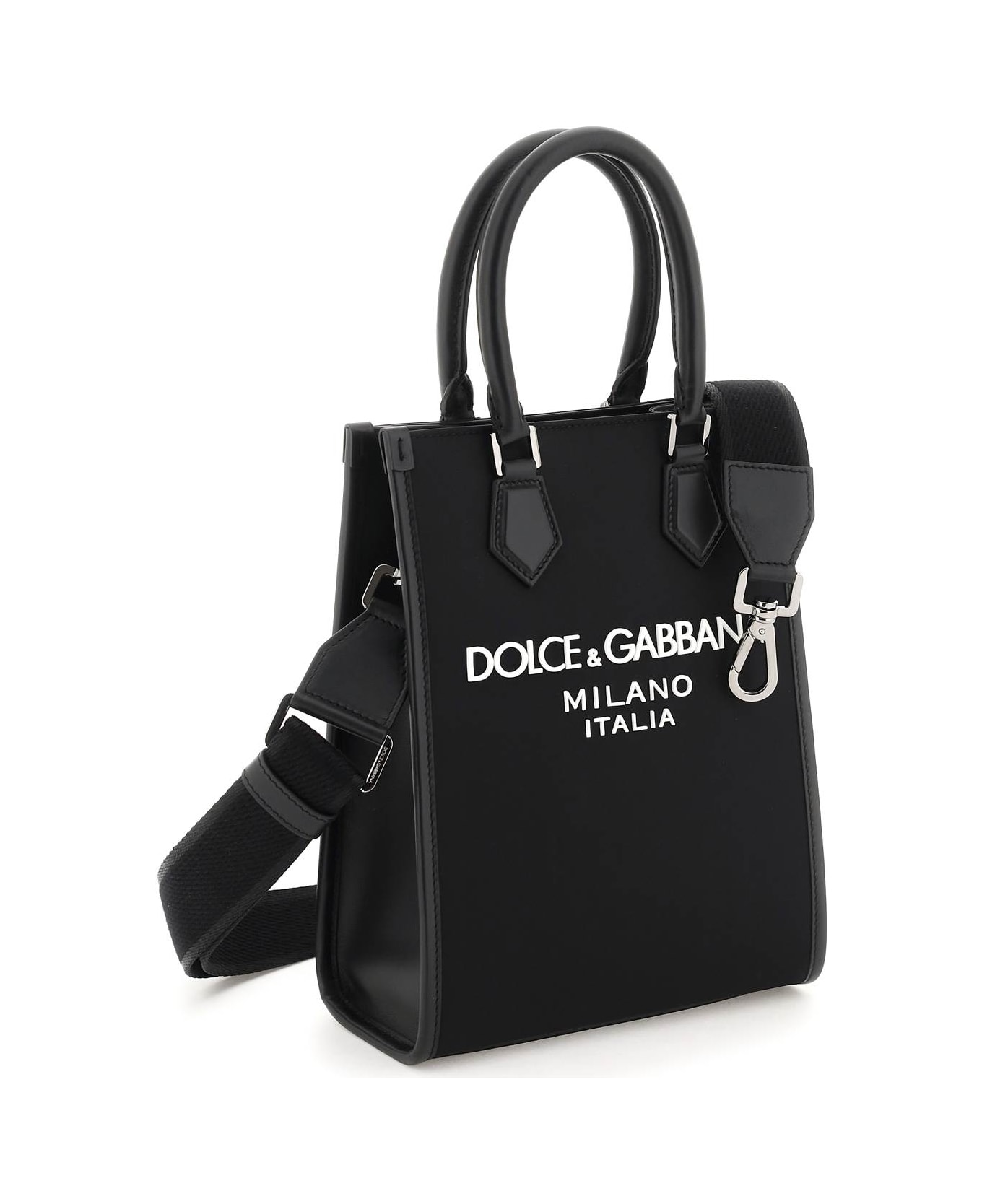 Dolce & Gabbana Small Nylon Tote Bag With Logo - Nero/nero
