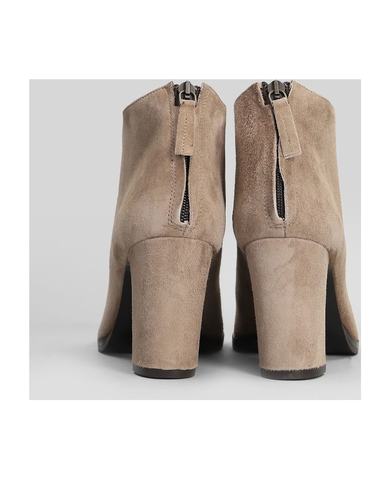 Julie Dee High Heels Ankle Boots In Beige Suede - beige