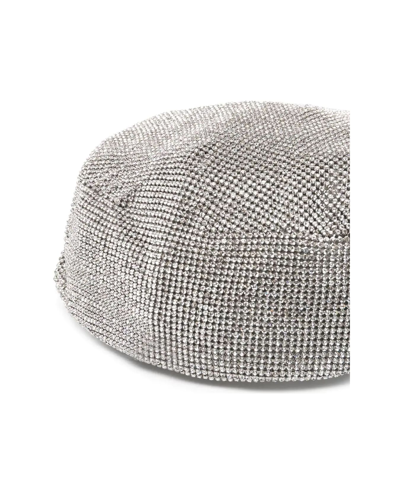 Kara Crystal Mesh Flat Cap - White 帽子