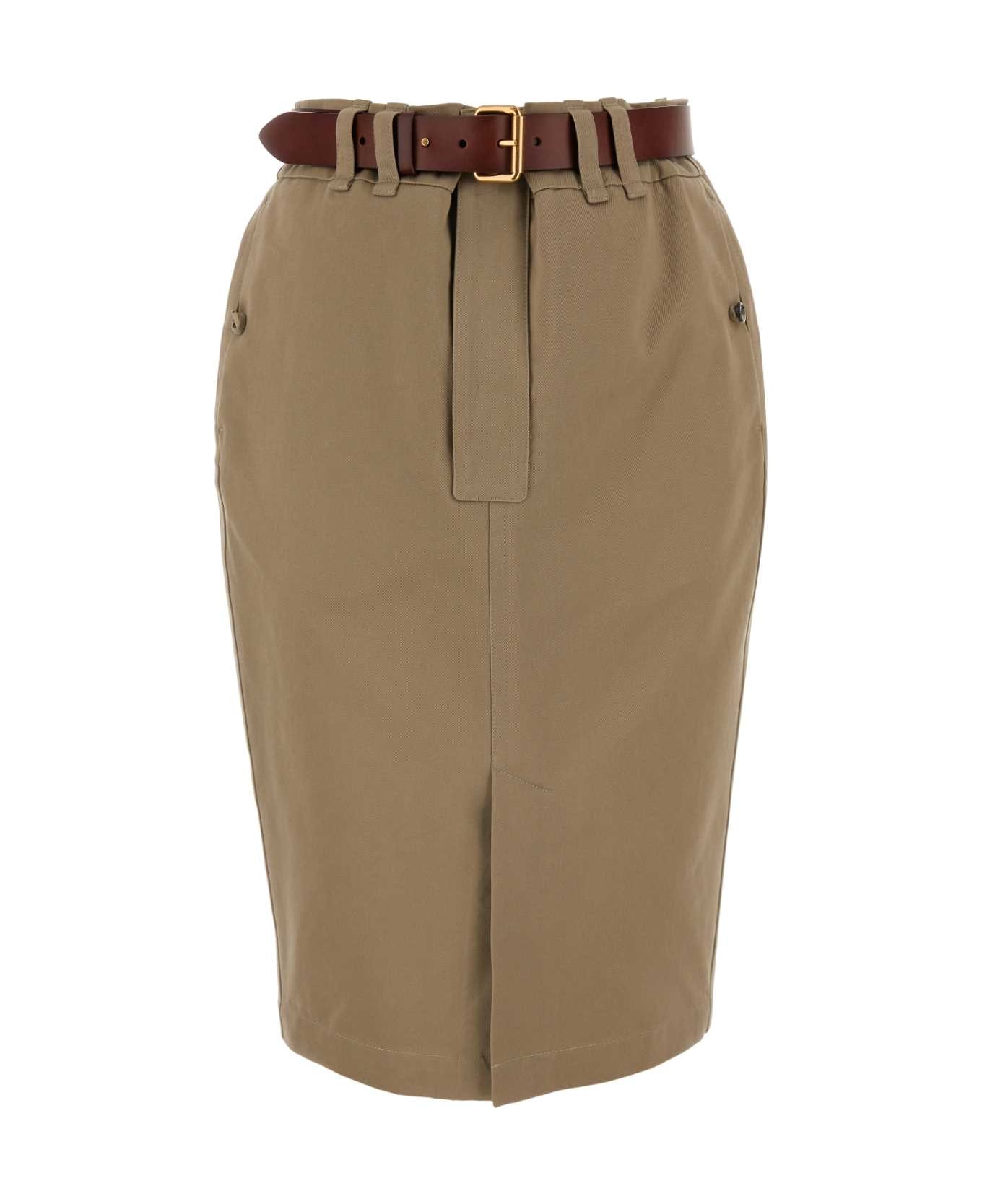 Saint Laurent Cappuccino Gabardine Skirt - MASTIC