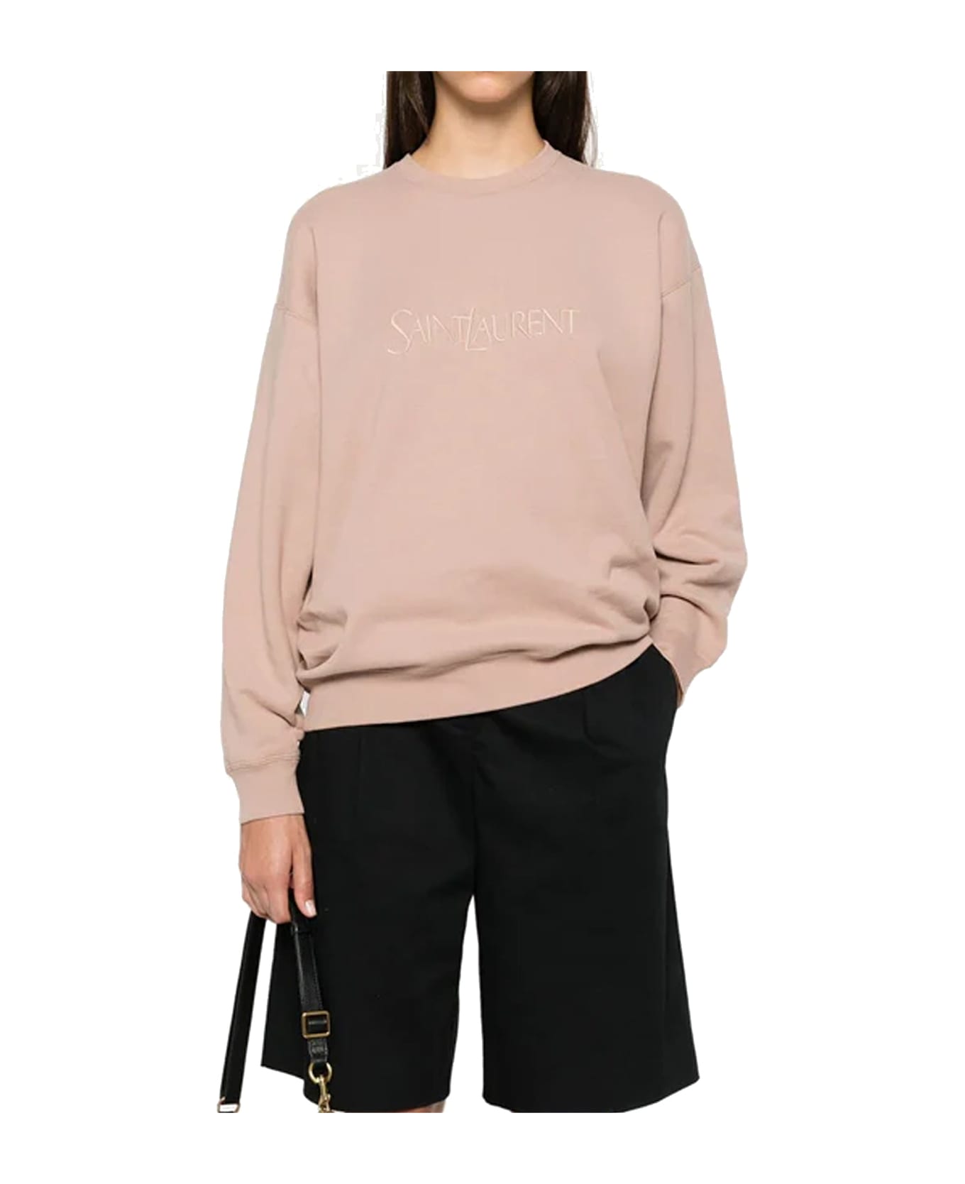 Saint Laurent Cotton Logo Sweatshirt - Pink