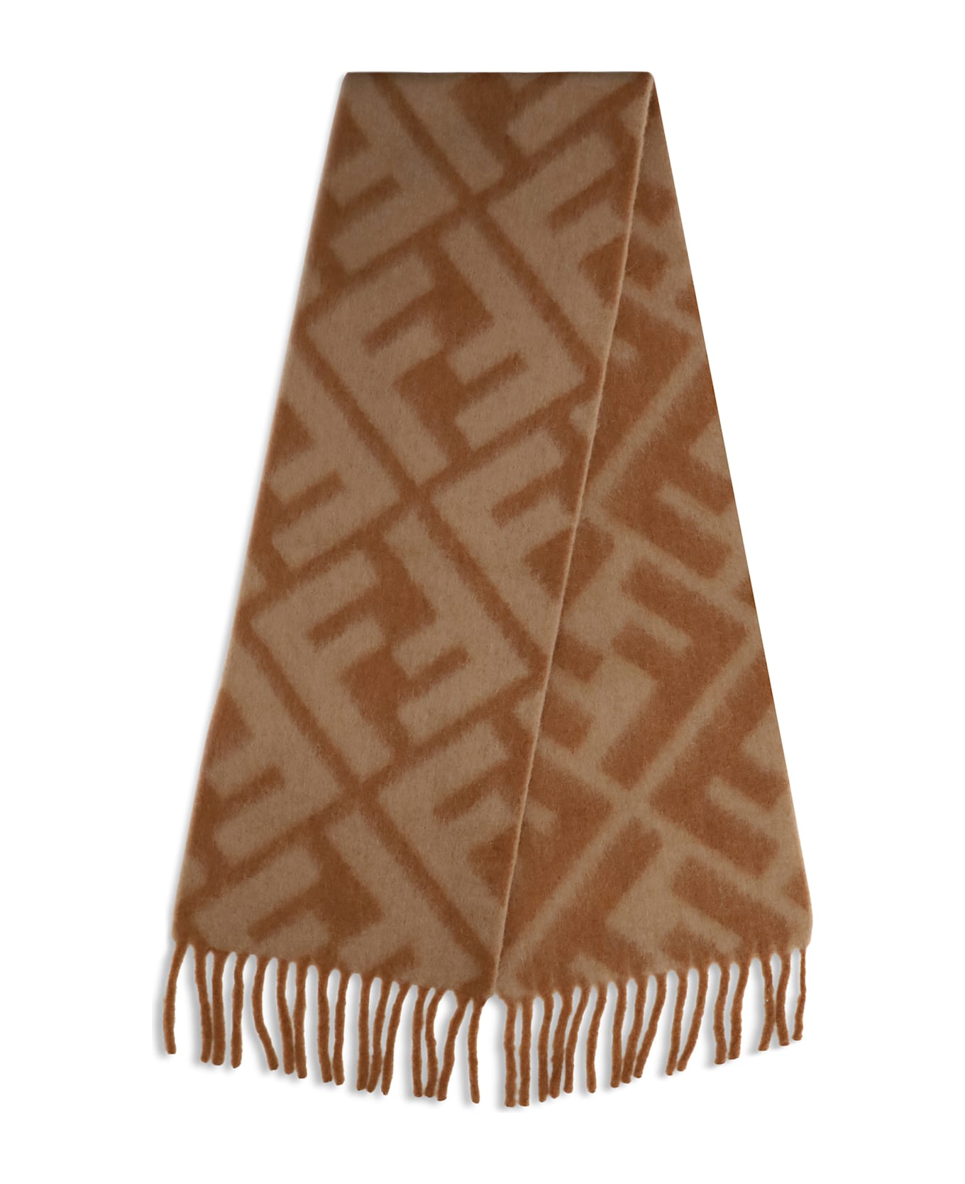 Fendi Ff Alpaca Scarf - Camel