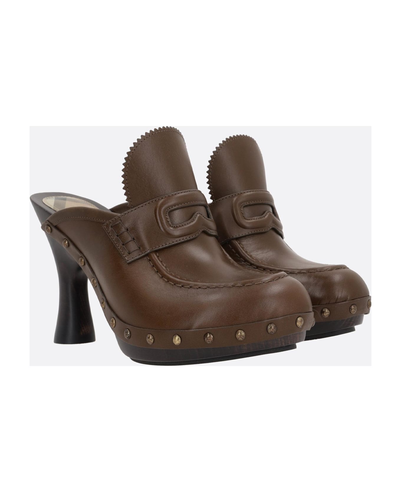 Burberry Potter Clogs In Smooth Leather - Brown
