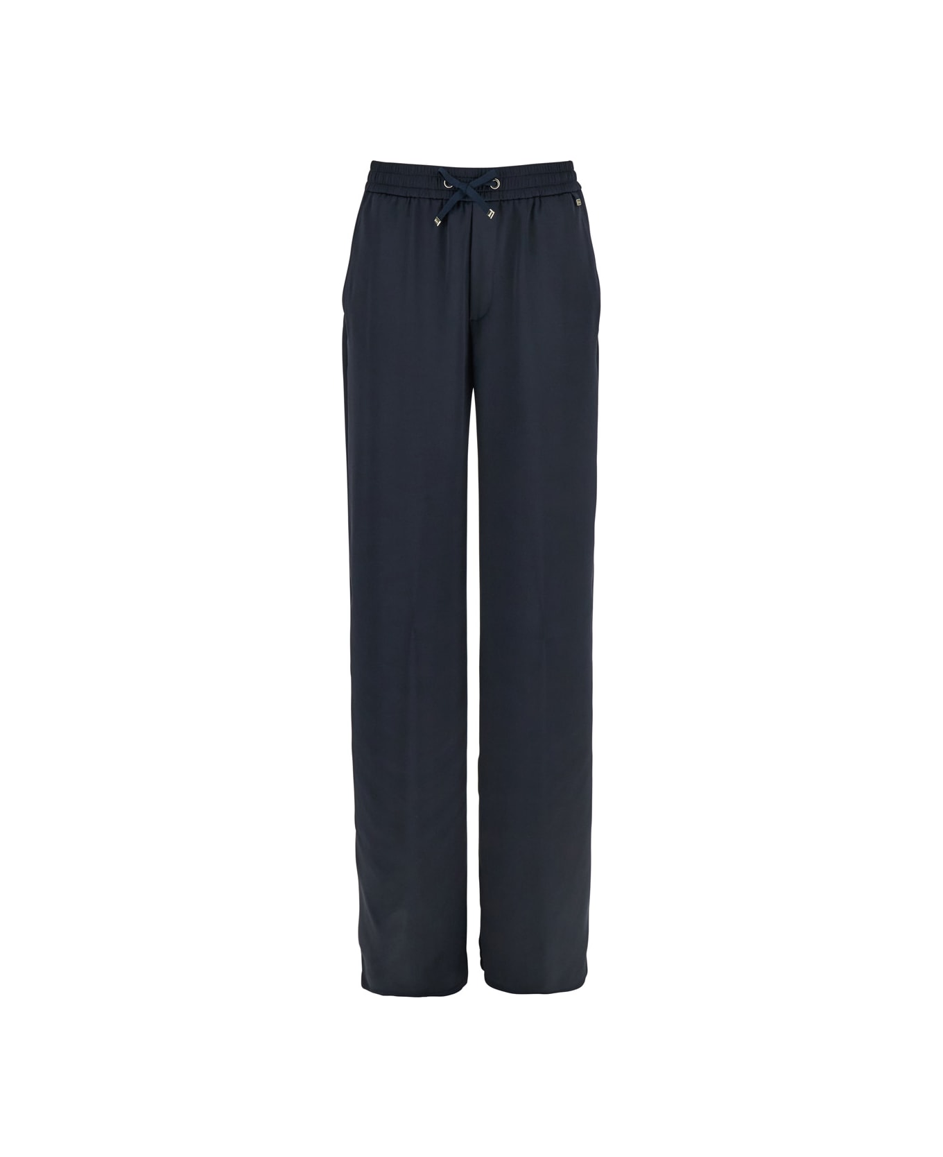 Herno Blue Pants With Elastic Drawstring Waist In Tech Fabric Woman - BLUE