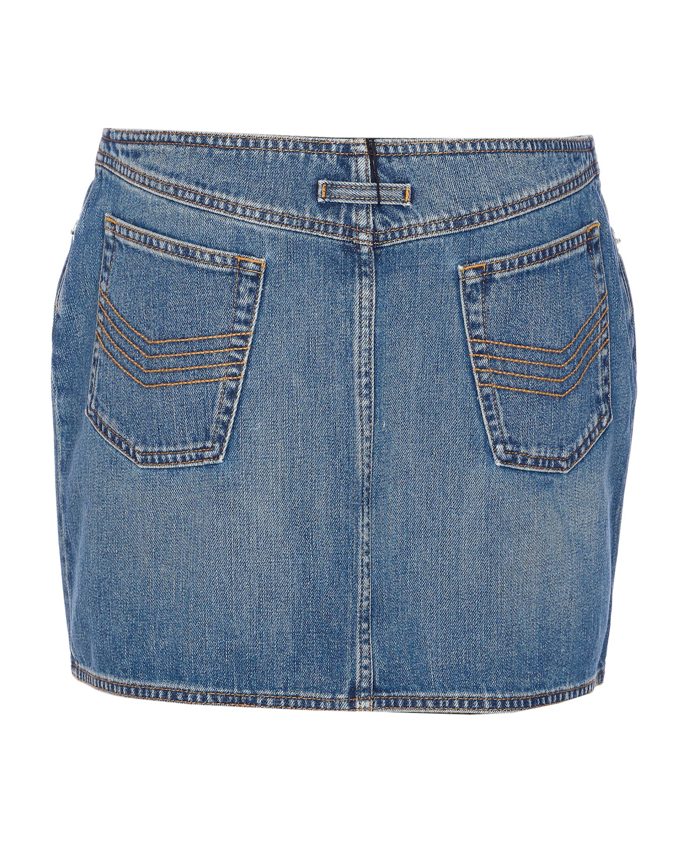 Jean Paul Gaultier Mini Denim Front Zipped Skirt - Blue